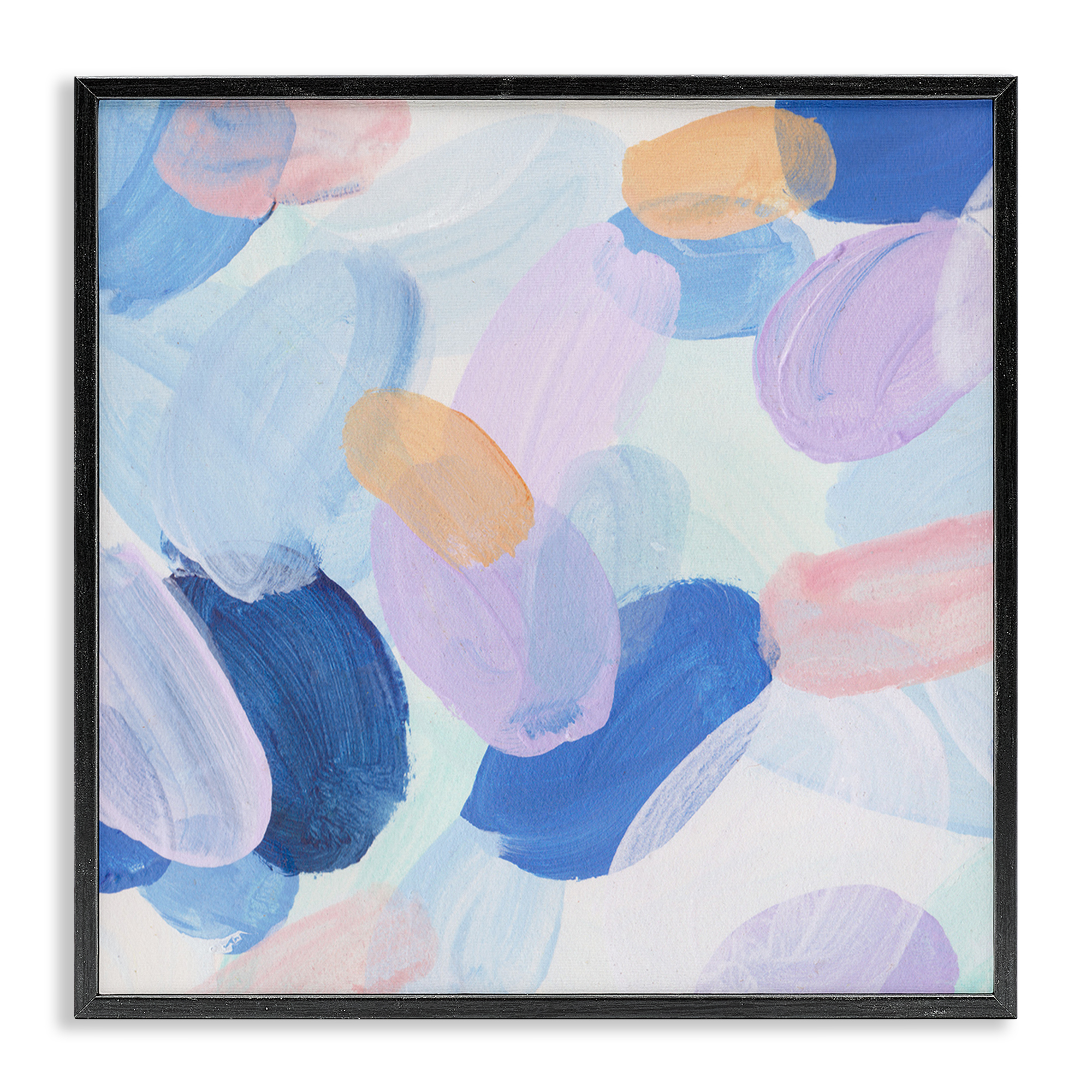 Stupell Industries Oblong Shapes Pattern Abstract Painting Black Framed Art Print Wall Art, 24 x 24