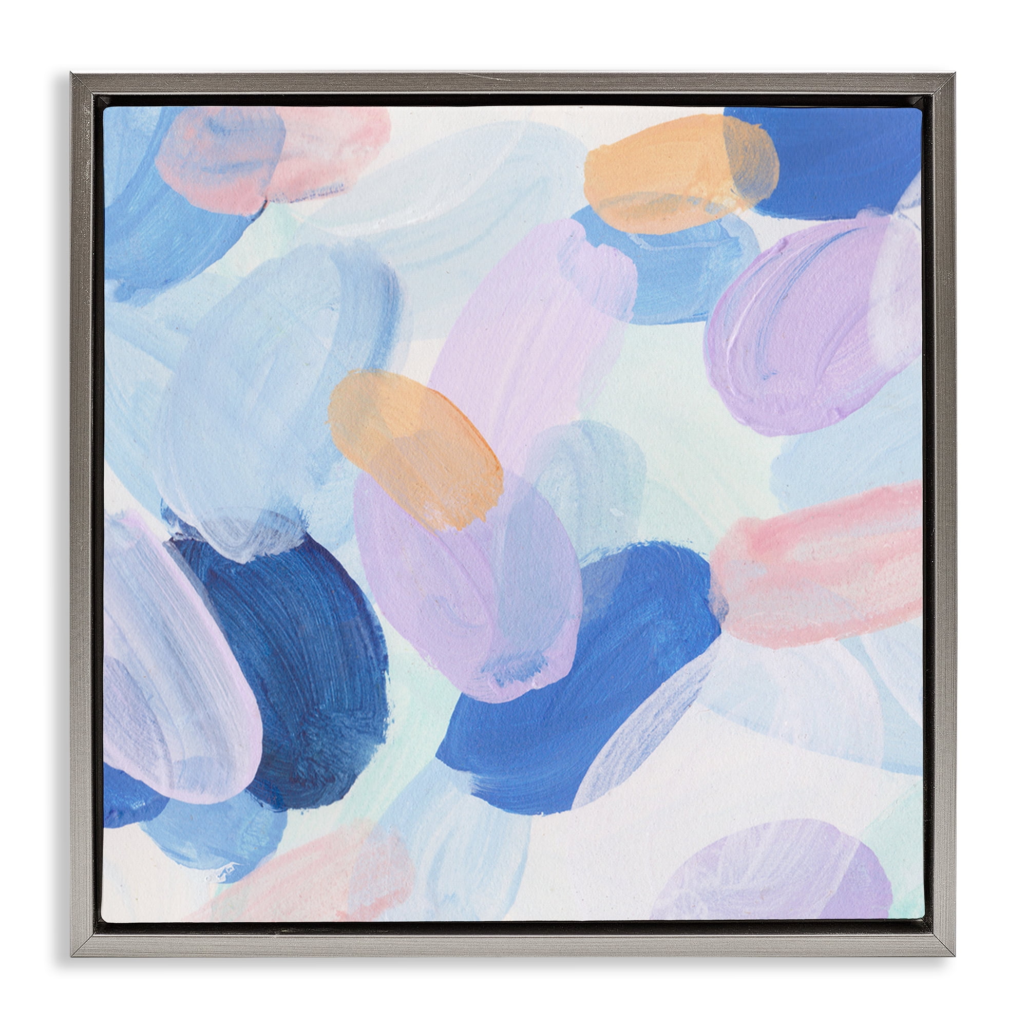 Stupell Industries Oblong Shapes Pattern Abstract Painting Gray Floater Framed Canvas Art Print Wall Art, 18 x 18