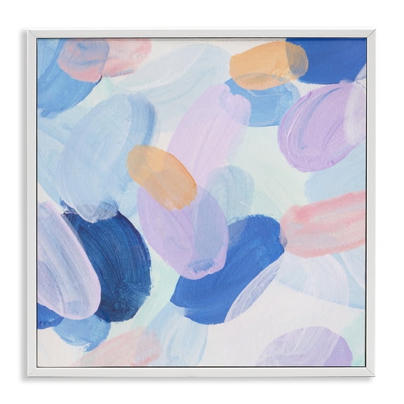 Stupell Industries Oblong Shapes Pattern Abstract Painting White Framed Art Print Wall Art, 24 x 24