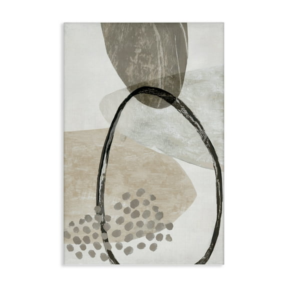 Stupell Industries Oblong and Circular Abstractions Abstract Painting Wrapped Canvas Canvas Art Print Wall Art, 16 x 24