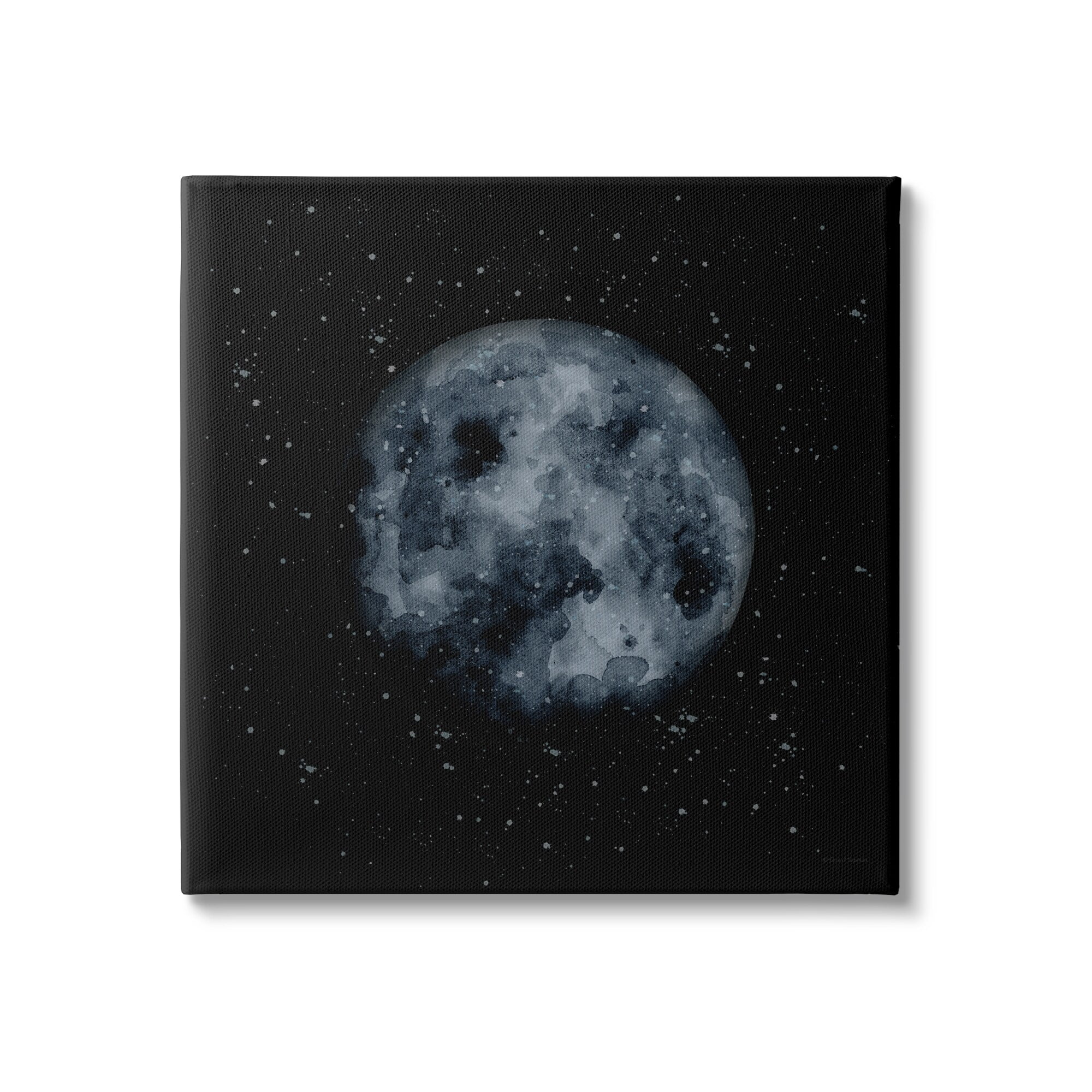 Stupell Industries Obscured Moon Dark Starry Galaxy Watercolor Effect Canvas Wall Art, 24 x 24, Design by Rachel Nieman