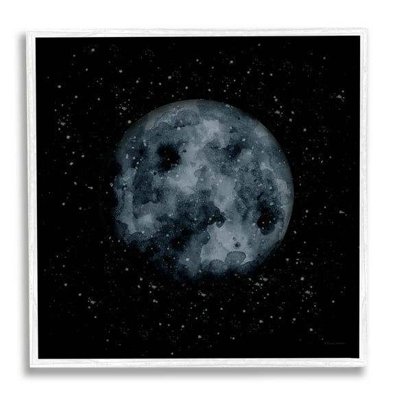 Stupell Industries Obscured Moon Dark Starry Galaxy Watercolor Effect Framed Wall Art, 24 x 24, Design by Rachel Nieman