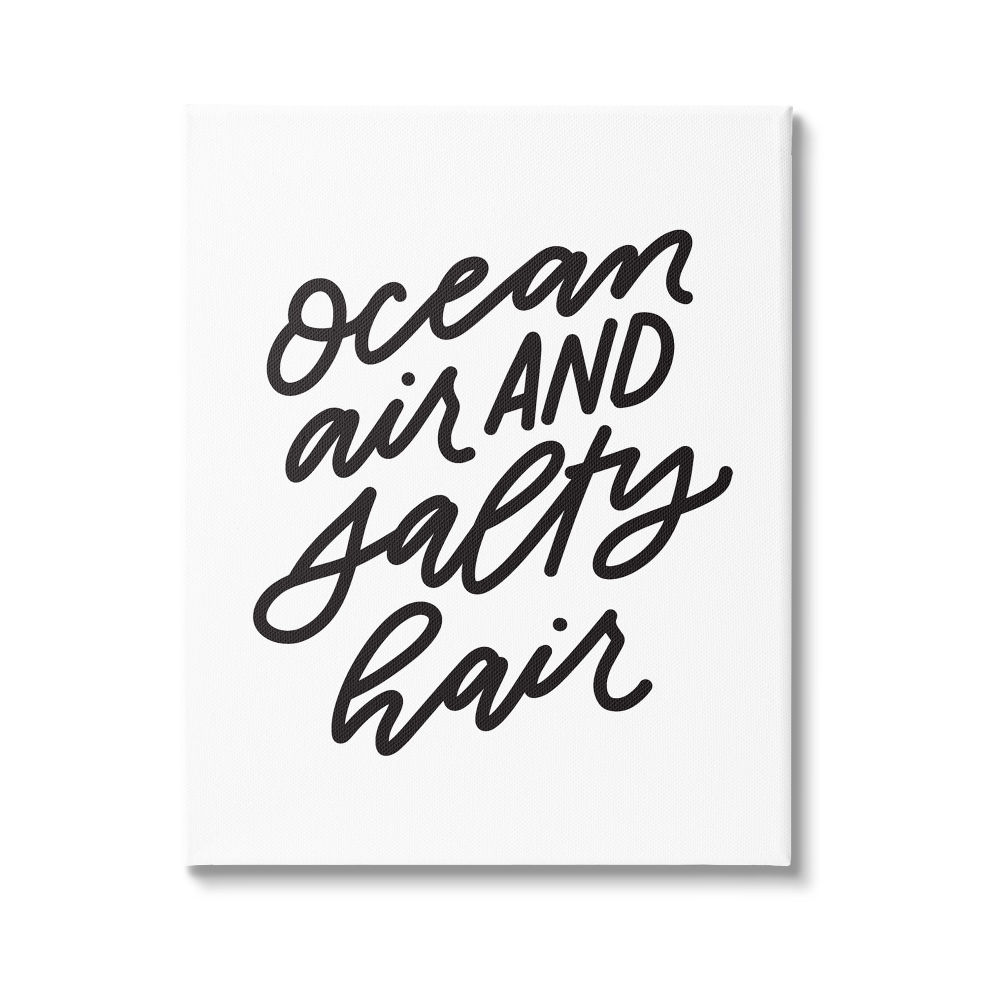 Stupell Industries Ocean Air Salty Hair Beach Lover Calligraphy Graphic Art Gallery Wrapped Canvas Print Wall Art, Design by Leah Bisch