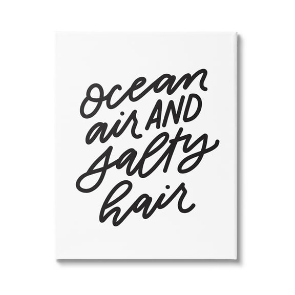 Stupell Industries Ocean Air Salty Hair Beach Lover Calligraphy Graphic Art Gallery Wrapped Canvas Print Wall Art, Design by Leah Bisch