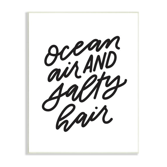 Stupell Industries Ocean Air Salty Hair Beach Lover Calligraphy Graphic Art Unframed Art Print Wall Art, Design by Leah Bisch