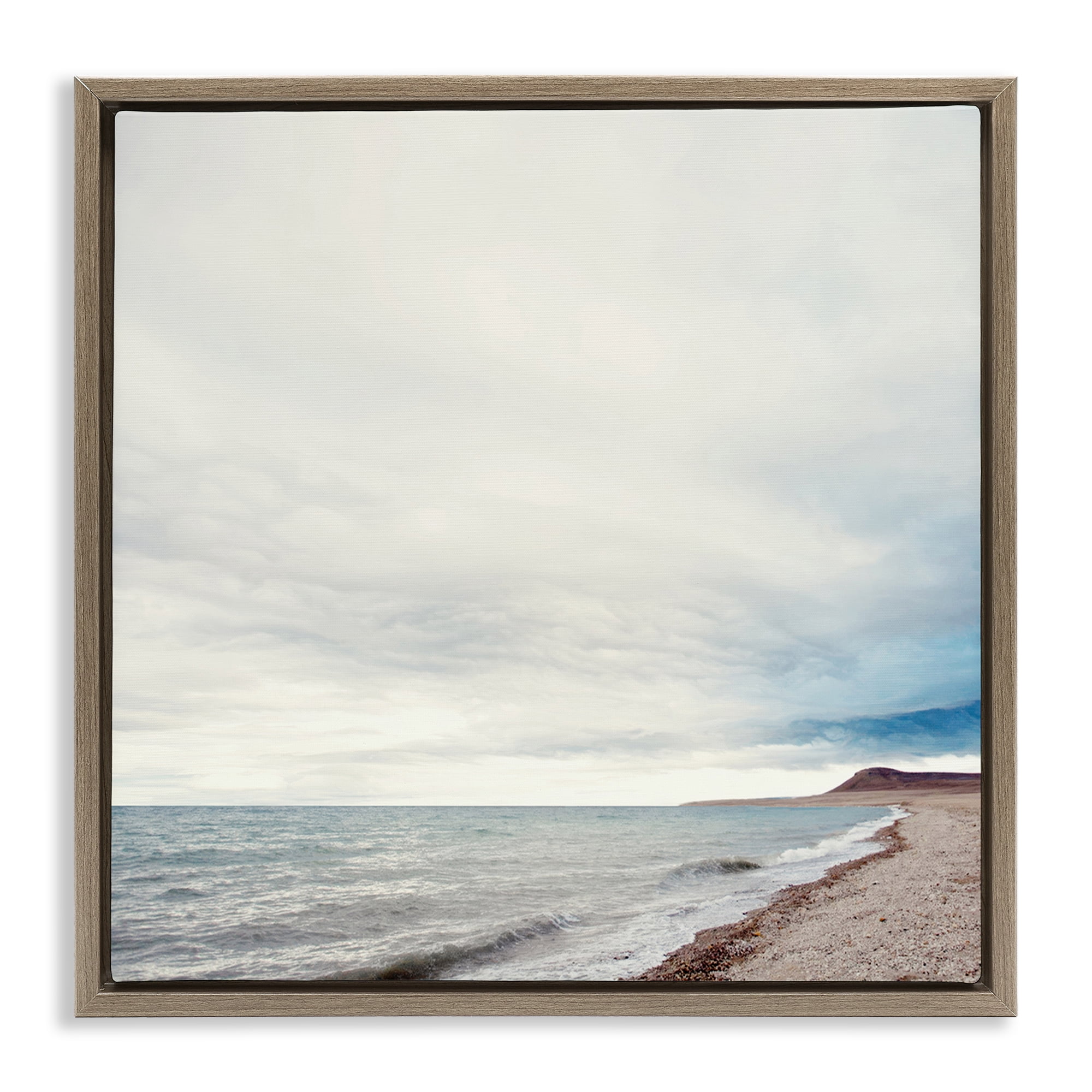 Stupell Industries Ocean At Sunrise Nautical & Beach Photography Brown Floater Framed Canvas Art Print Wall Art, 18 x 18