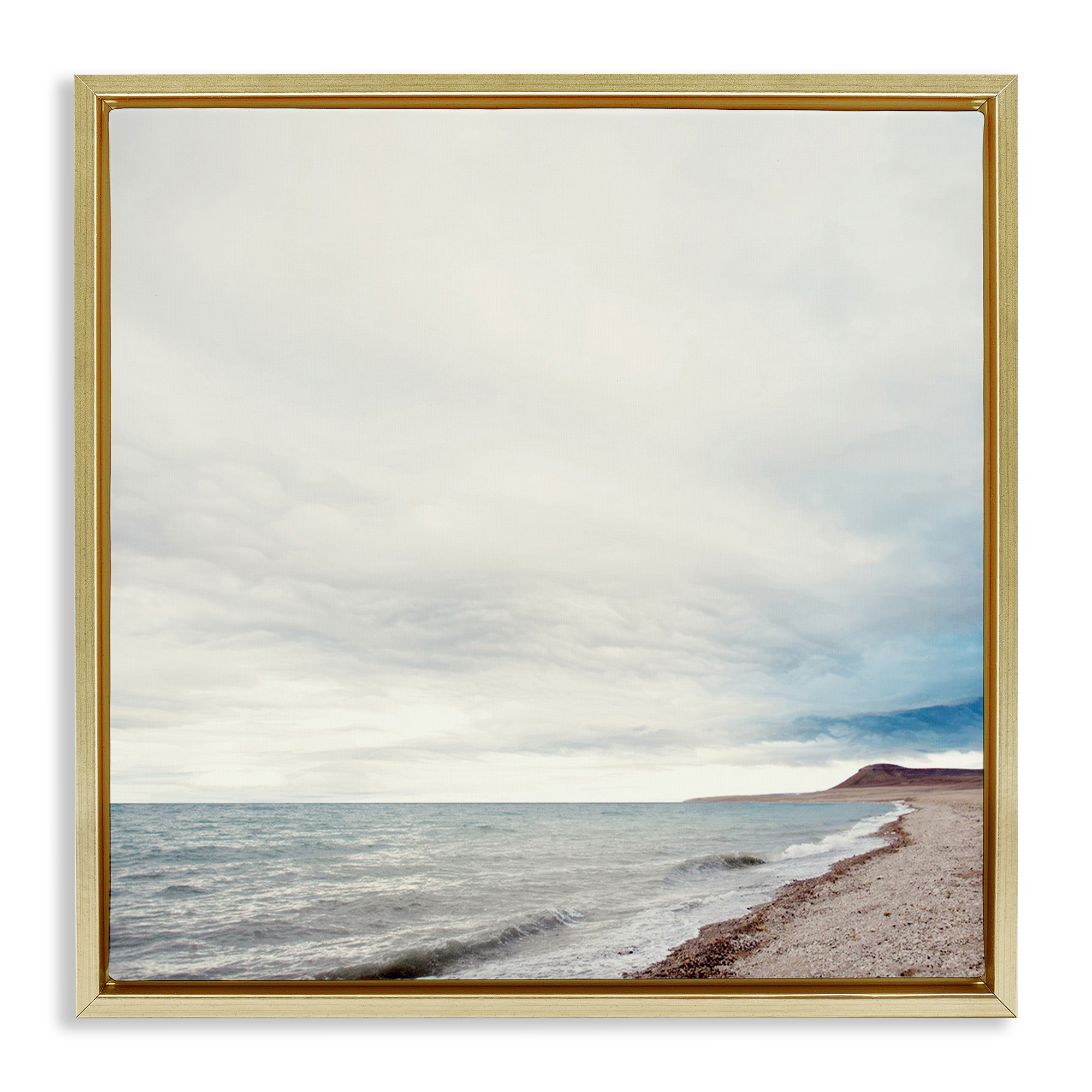 Stupell Industries Ocean At Sunrise Nautical & Beach Photography Gold Floater Framed Canvas Art Print Wall Art, 18 x 18