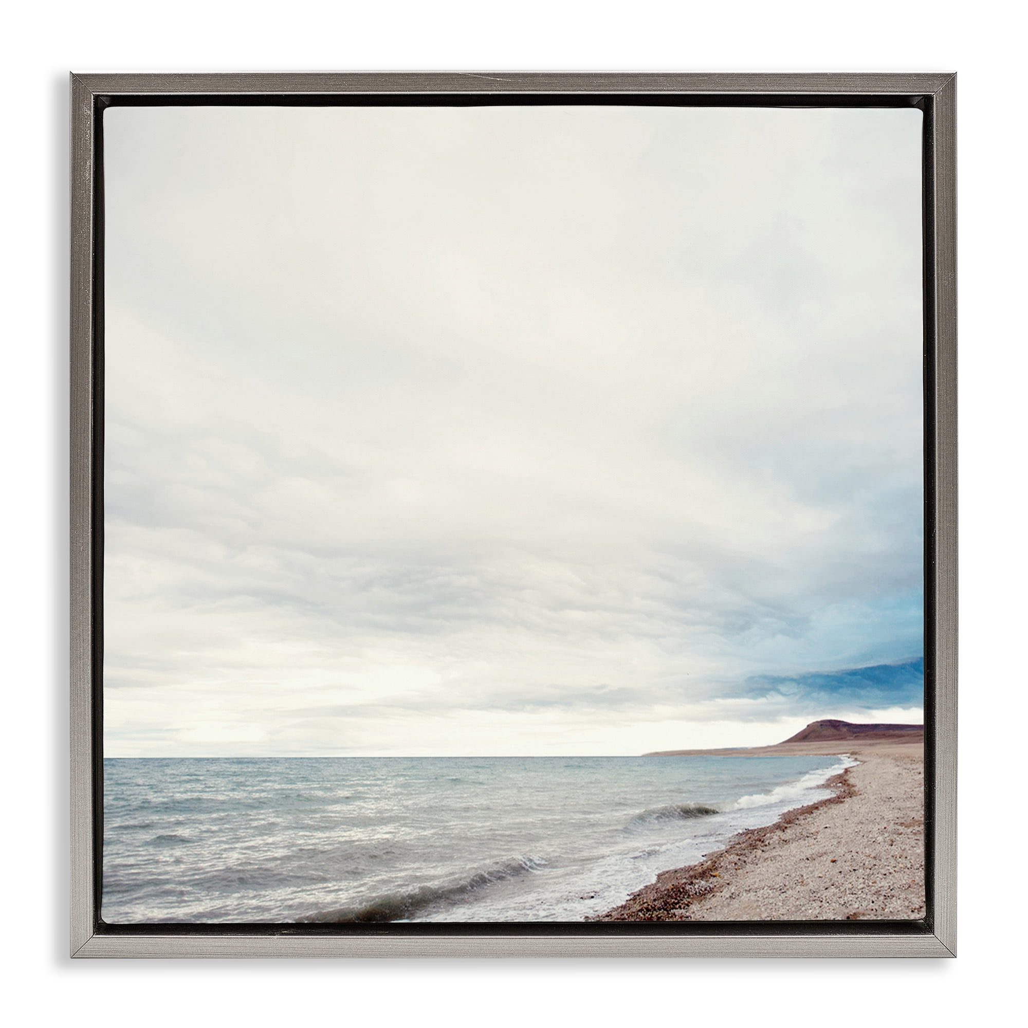 Stupell Industries Ocean At Sunrise Nautical & Beach Photography Gray Floater Framed Canvas Art Print Wall Art, 18 x 18