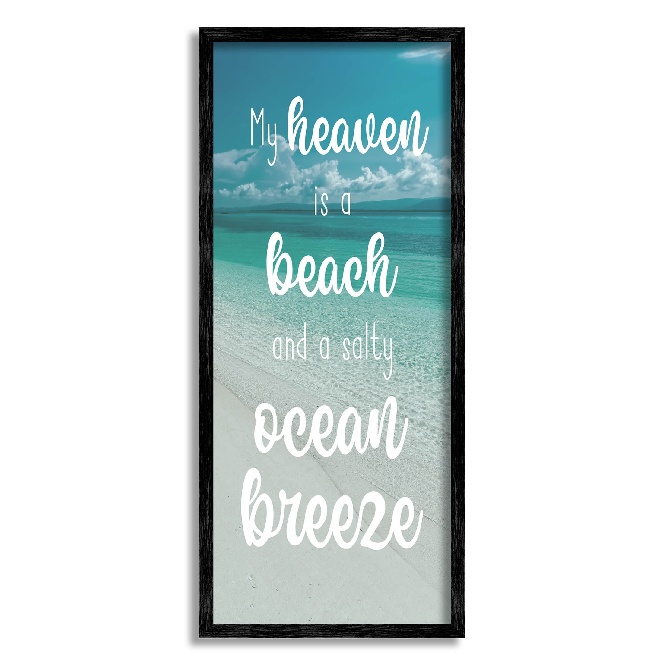 Stupell Industries Ocean Breeze Beach Lover Typography Graphic Art Black Framed Art Print Wall Art, Design by Marcus Prime