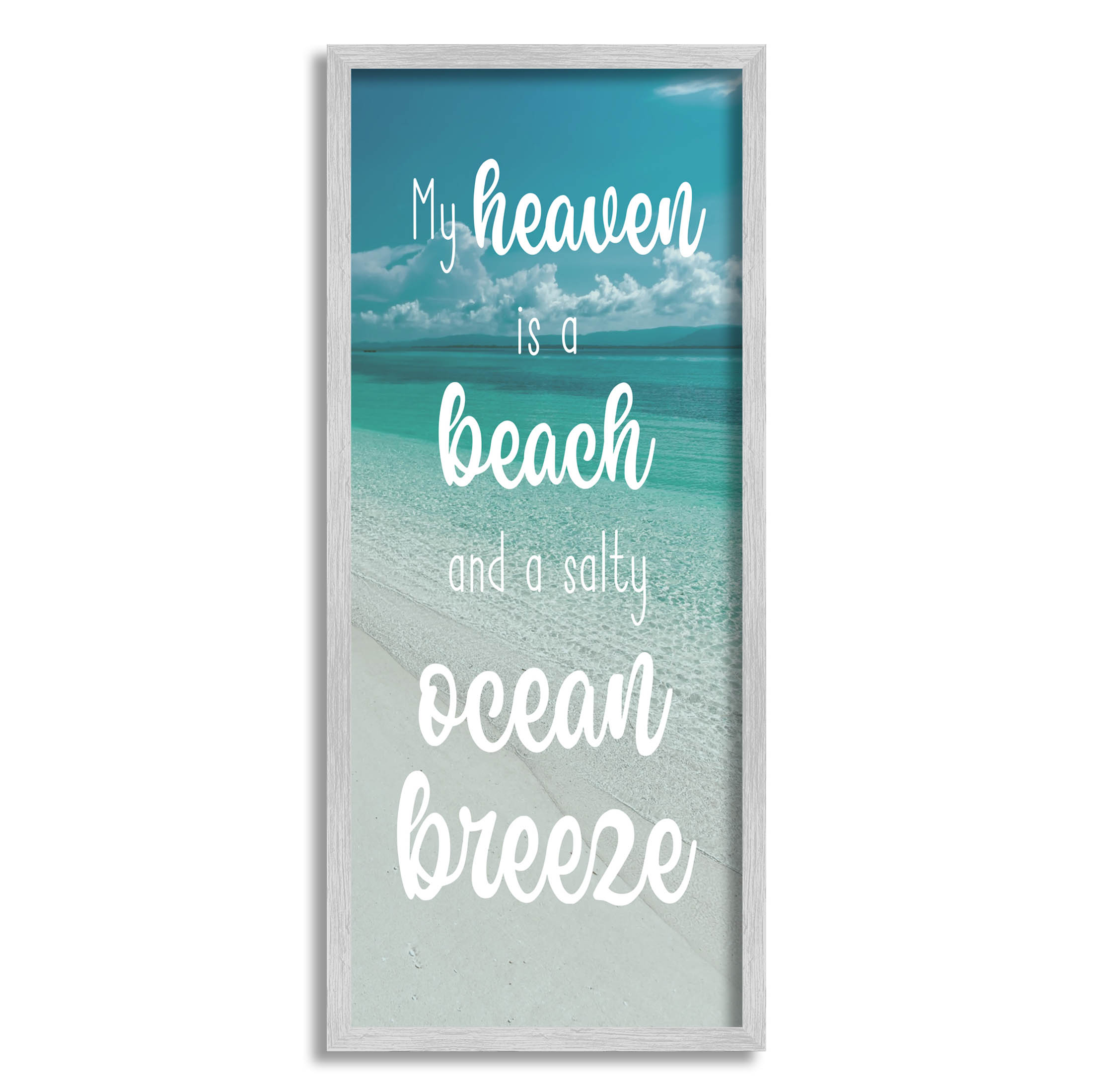 Stupell Industries Ocean Breeze Beach Lover Typography Graphic Art Gray Framed Art Print Wall Art, Design by Marcus Prime