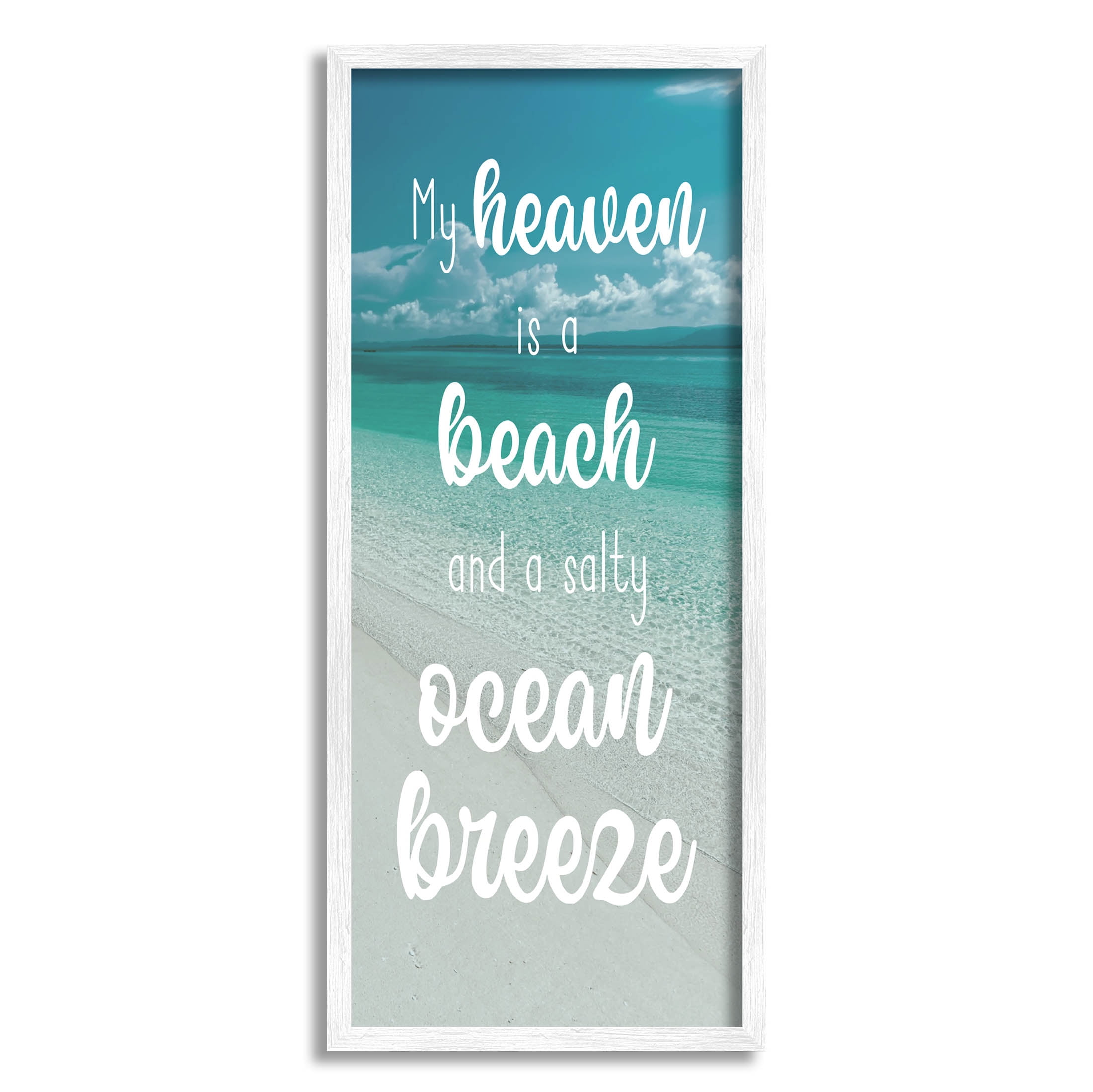 Stupell Industries Ocean Breeze Beach Lover Typography Graphic Art White Framed Art Print Wall Art, Design by Marcus Prime