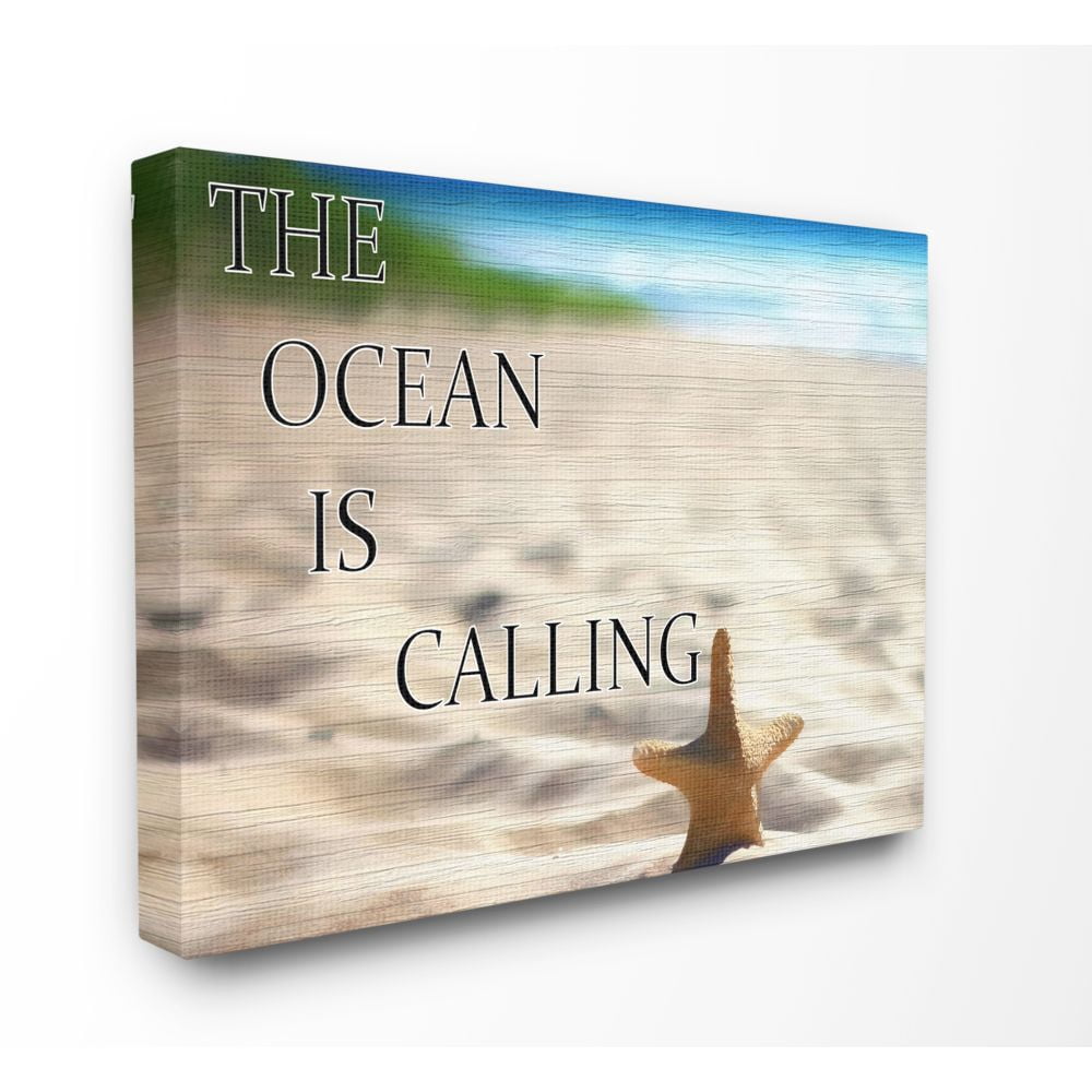 Stupell Industries Ocean Calling Inspirational Word Beach Coast Photo Super Canvas Wall Art by Daniel Sproul