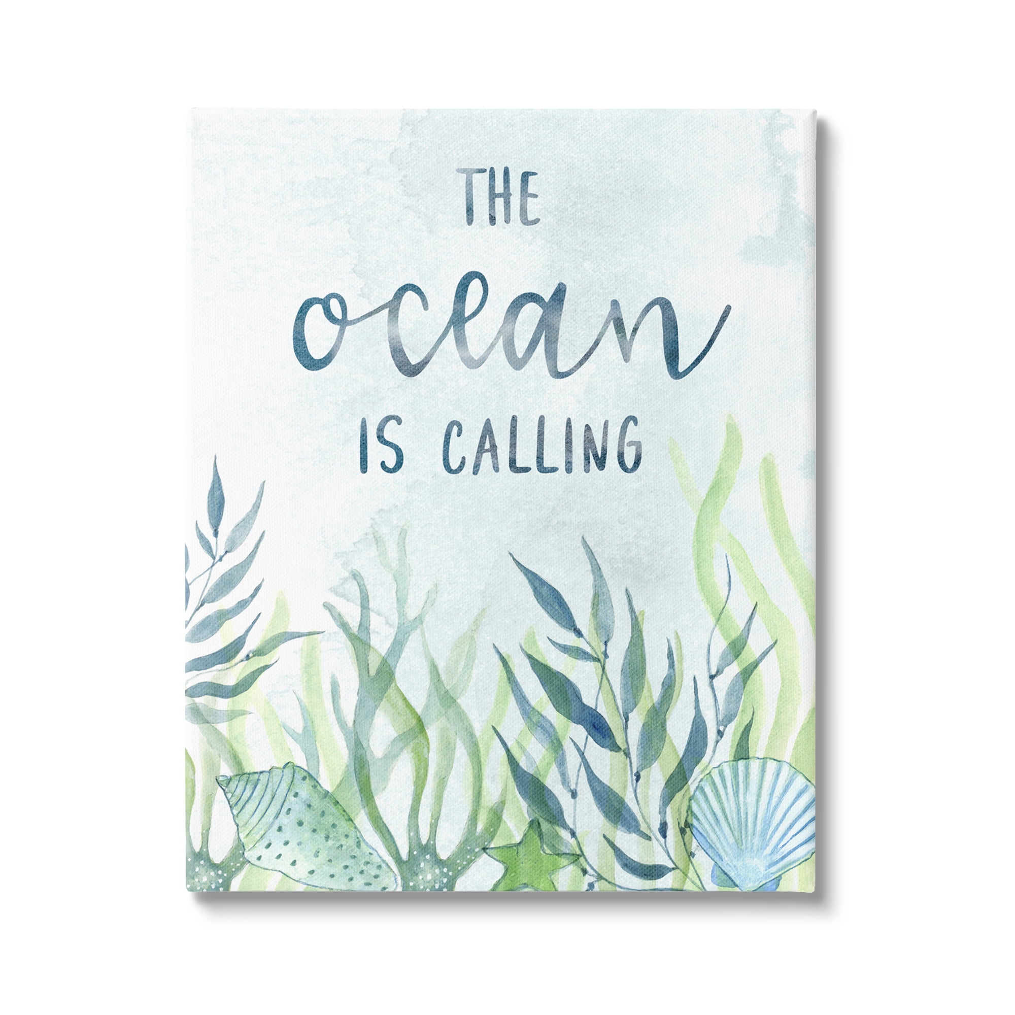 Stupell Industries Ocean Calling Phrase Animals & Insects Painting Gallery Wrapped Canvas Art Print Wall Art, 16 x 20