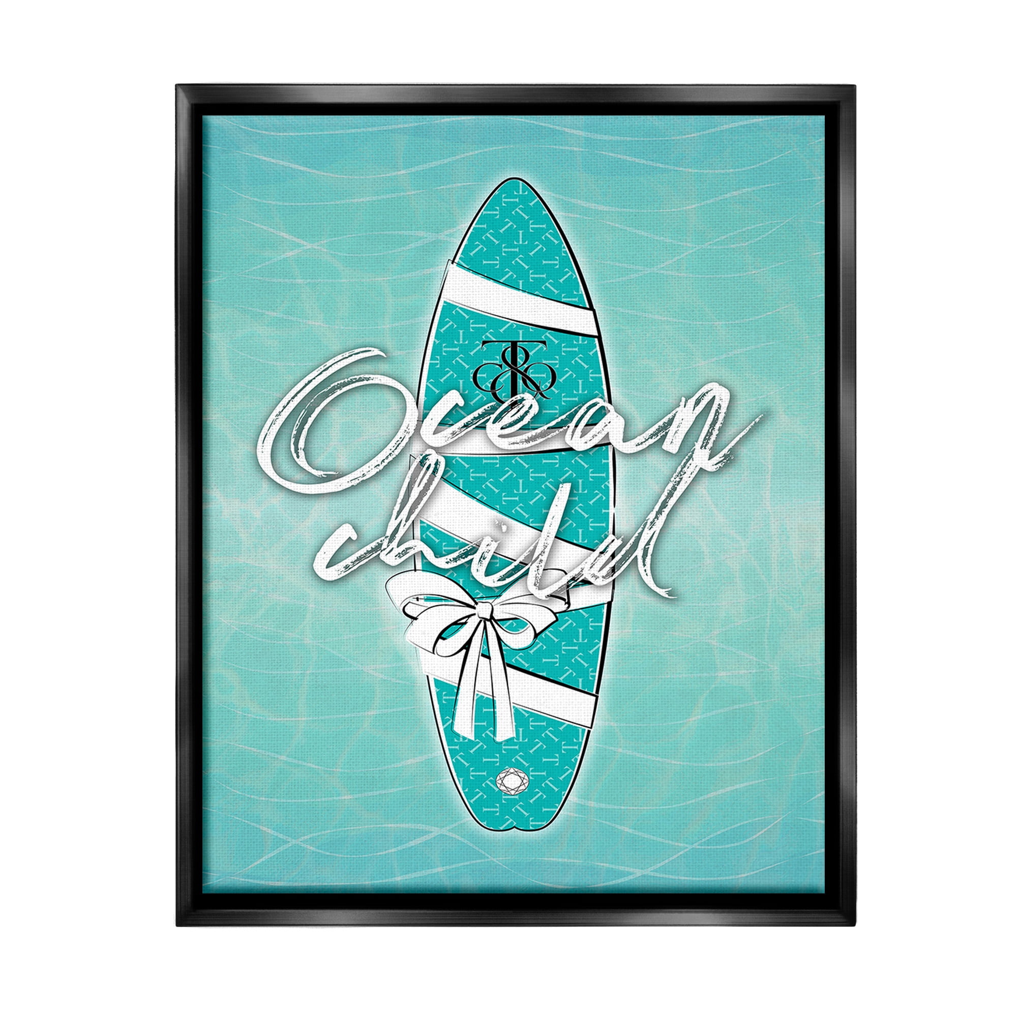 Stupell Industries Ocean Child Surfboard Beauty & Fashion Painting Black Floater Framed Canvas Art Print Wall Art, 25 x 31