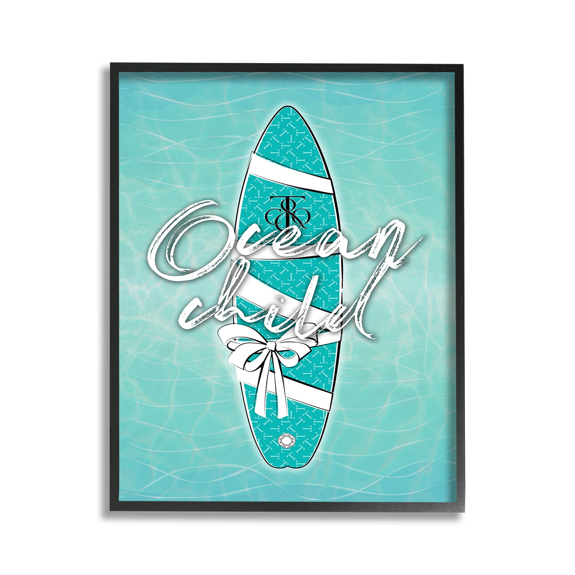 Stupell Industries Ocean Child Surfboard Beauty & Fashion Painting Black Framed Art Print Wall Art, 11 x 14