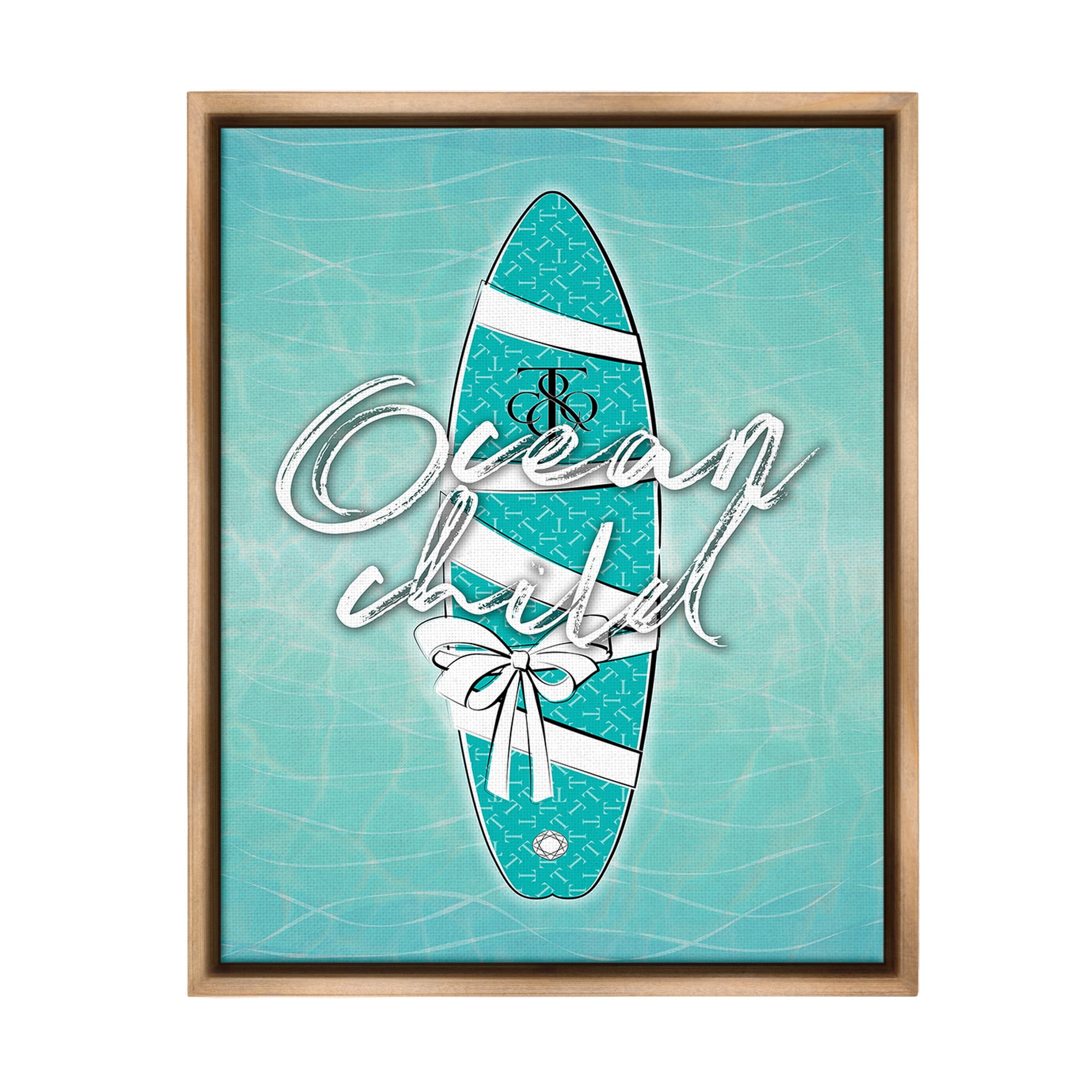 Stupell Industries Ocean Child Surfboard Beauty & Fashion Painting Brown Floater Framed Canvas Art Print Wall Art, 17 x 21