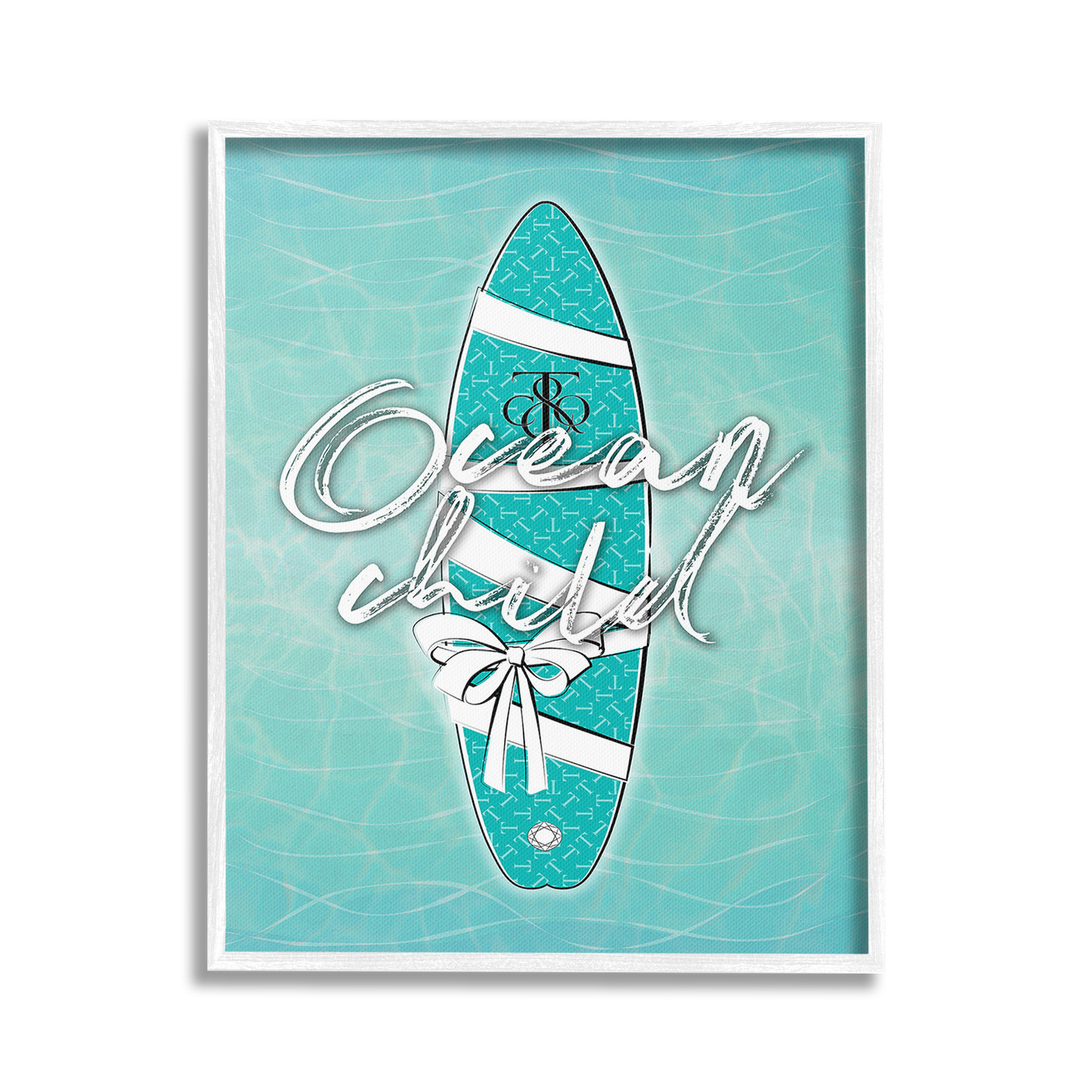 Stupell Industries Ocean Child Surfboard Beauty & Fashion Painting White Framed Art Print Wall Art, 24 x 30