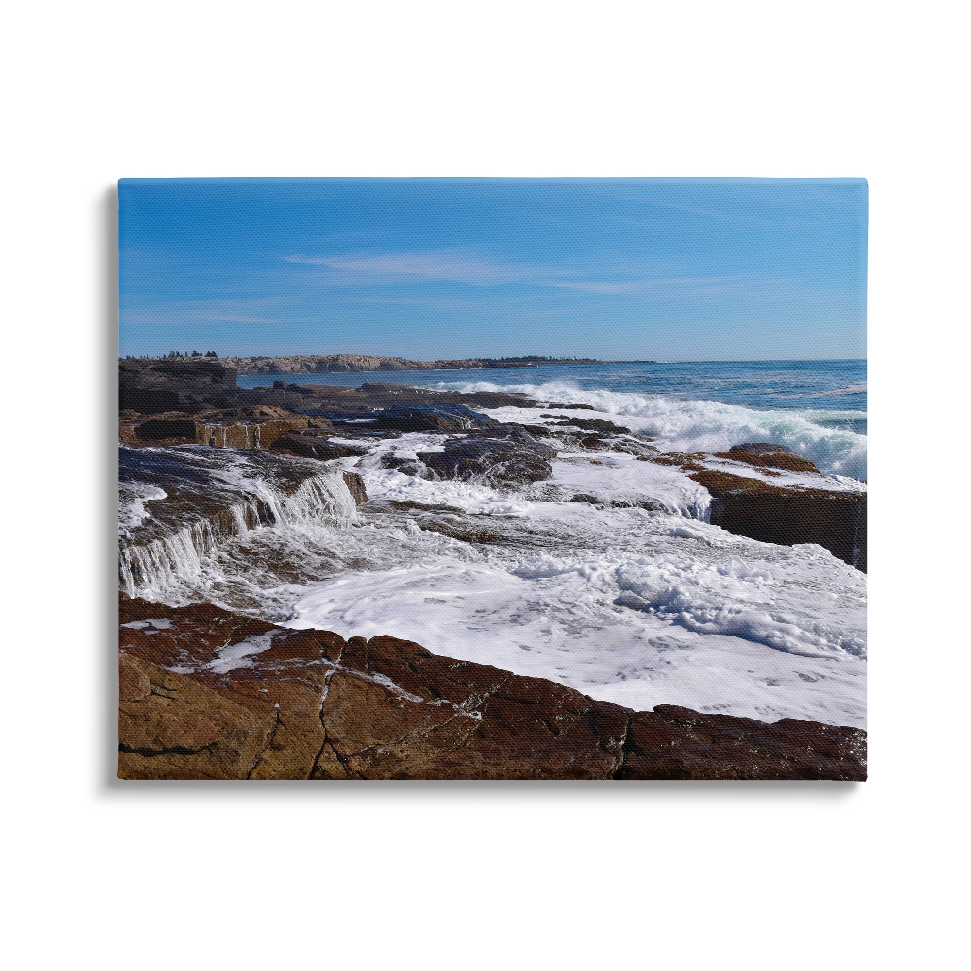 Stupell Industries Ocean Cliff Waterfall Nature Photography Gallery Wrapped Canvas Print Wall Art, 20 x 16