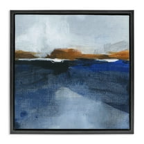 Stupell Industries Ocean Cliffs Impression Abstract Painting Black Floater Framed Canvas Art Print Wall Art, 18 x 18
