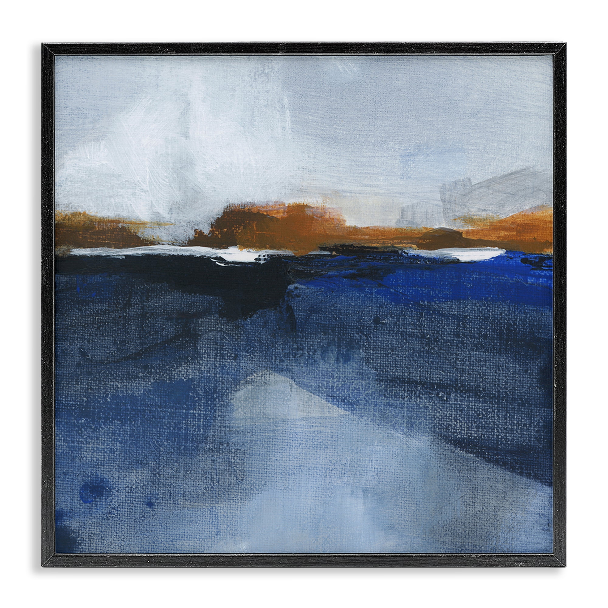 Stupell Industries Ocean Cliffs Impression Abstract Painting Black Framed Art Print Wall Art, 24 x 24