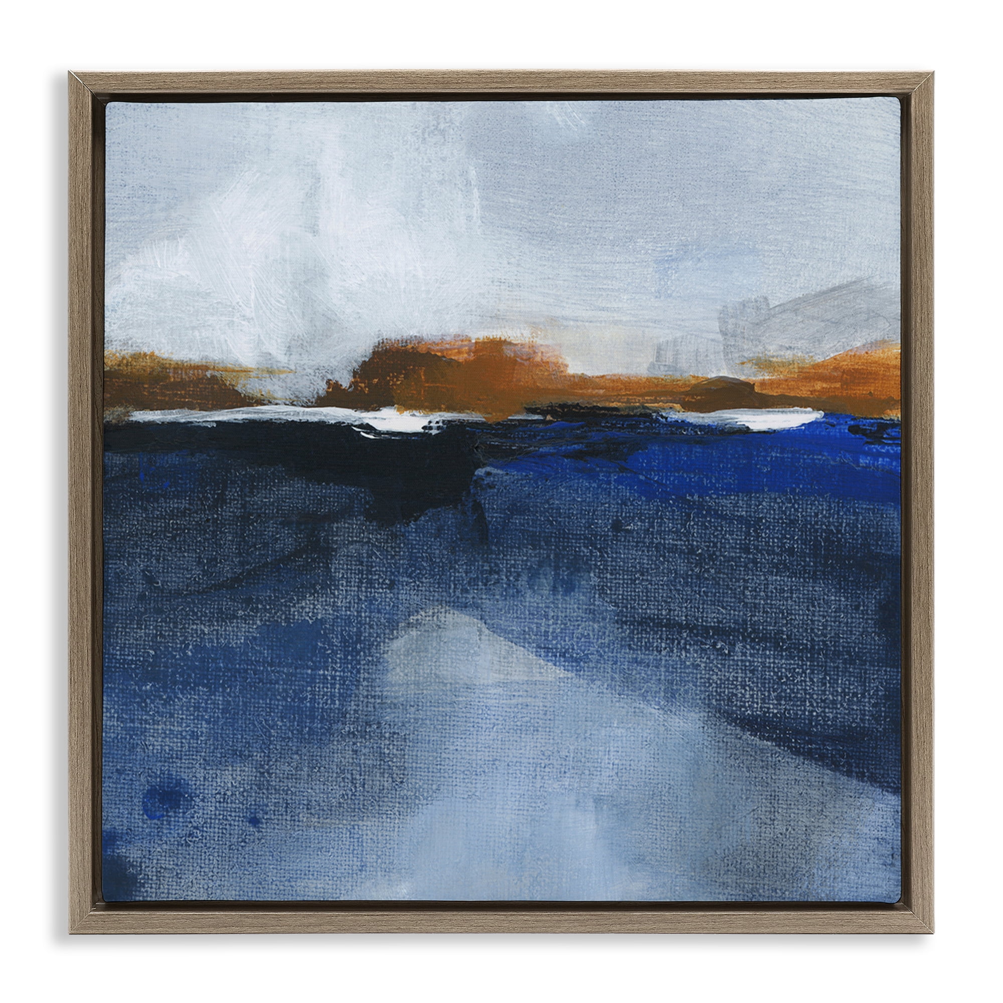 Stupell Industries Ocean Cliffs Impression Abstract Painting Brown Floater Framed Canvas Art Print Wall Art, 18 x 18