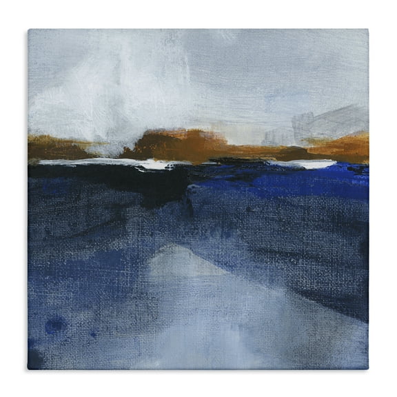 Stupell Industries Ocean Cliffs Impression Abstract Painting Gallery Wrapped Canvas Art Print Wall Art, 17 x 17