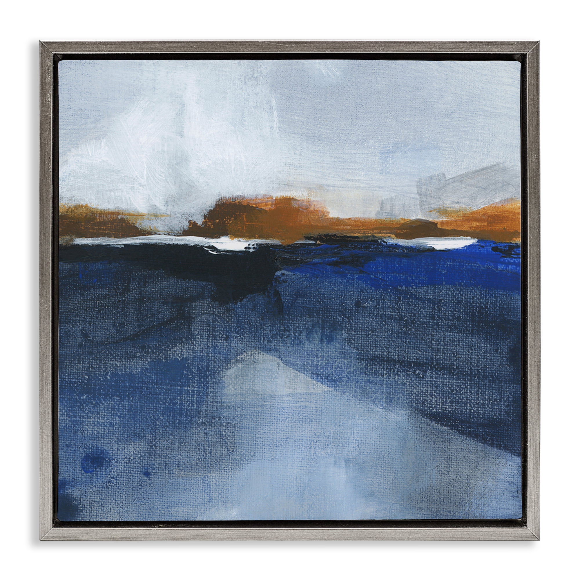 Stupell Industries Ocean Cliffs Impression Abstract Painting Gray Floater Framed Canvas Art Print Wall Art, 18 x 18