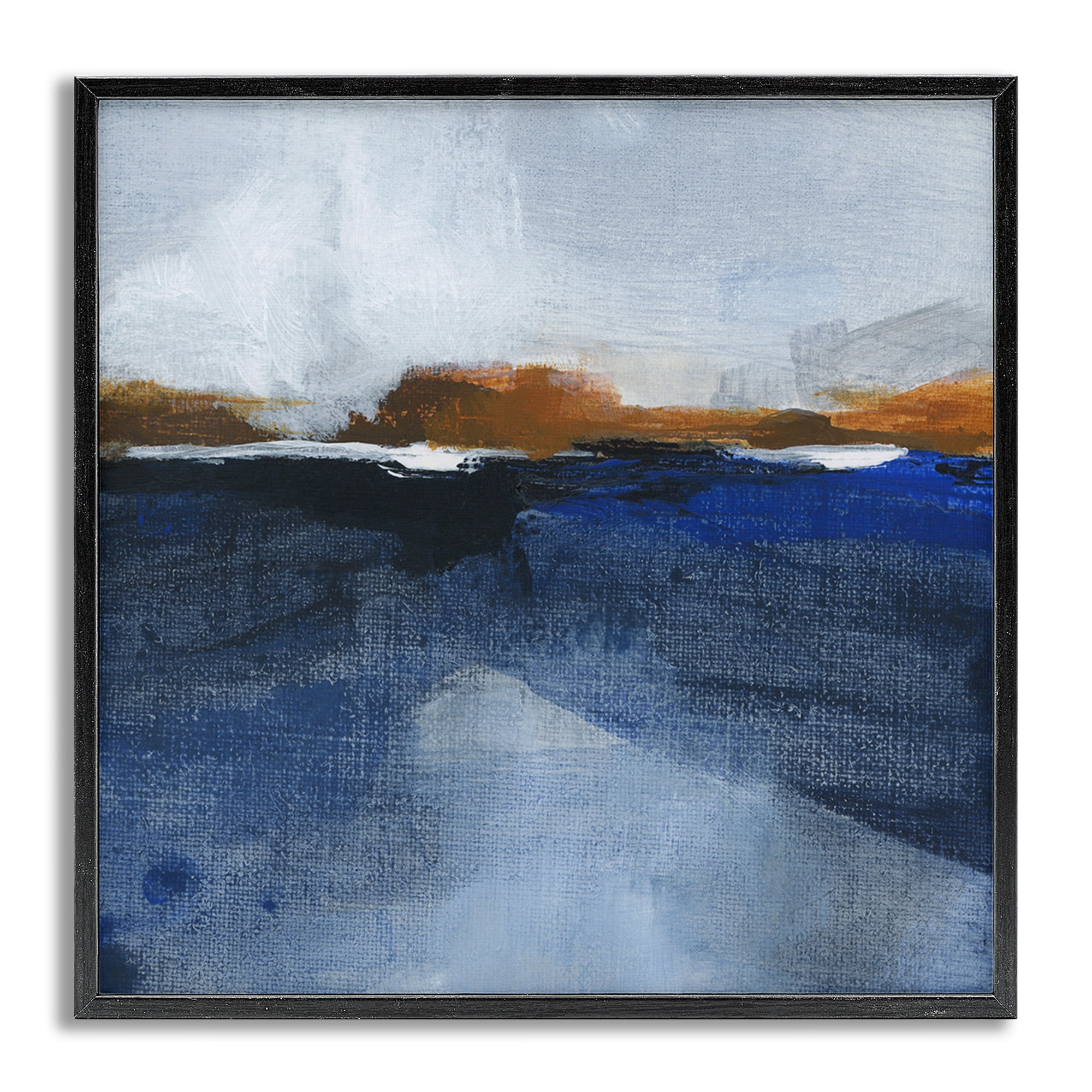 Stupell Industries Ocean Cliffs Impression Abstract Painting Gray Framed Art Print Wall Art, 24 x 24