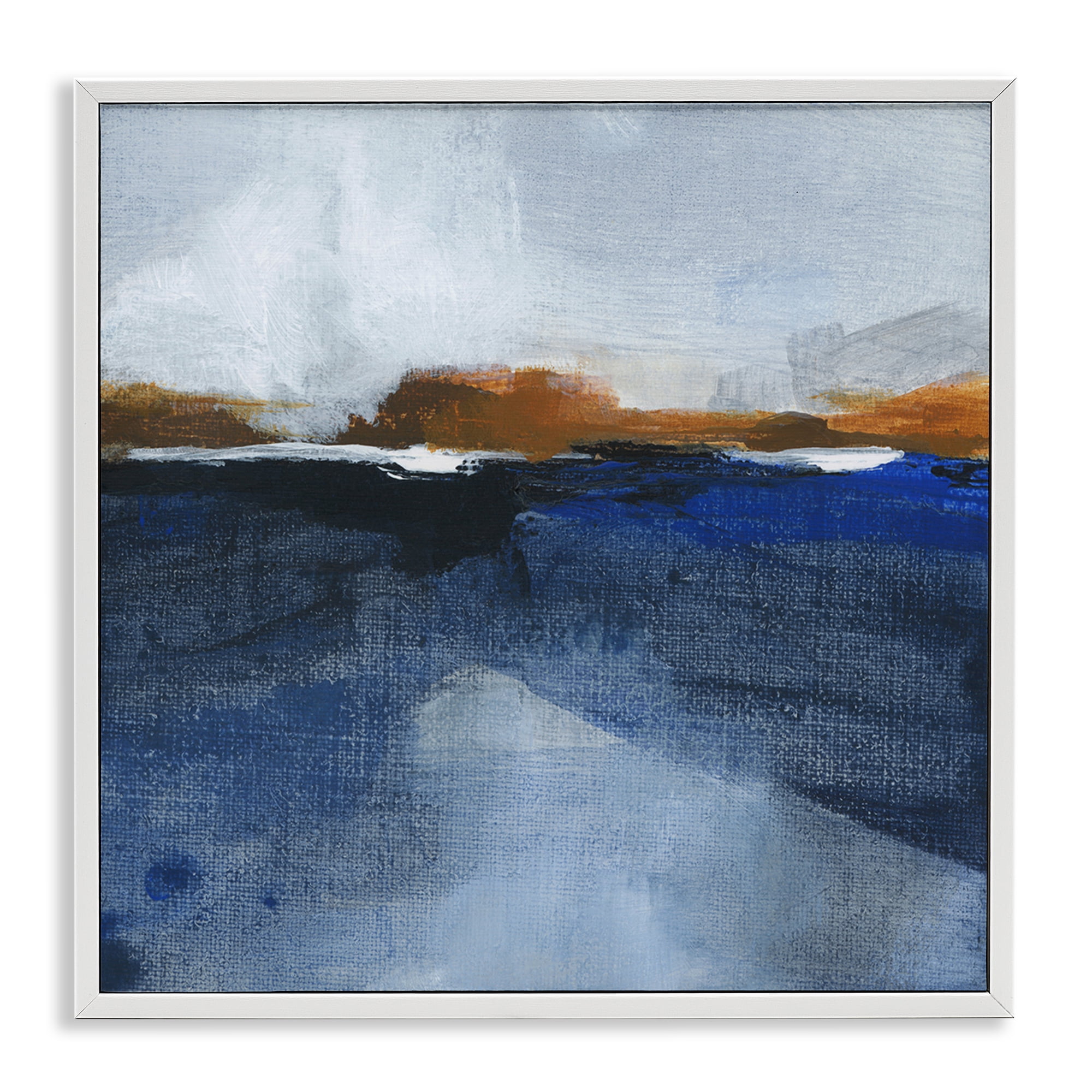 Stupell Industries Ocean Cliffs Impression Abstract Painting White Framed Art Print Wall Art, 12 x 12