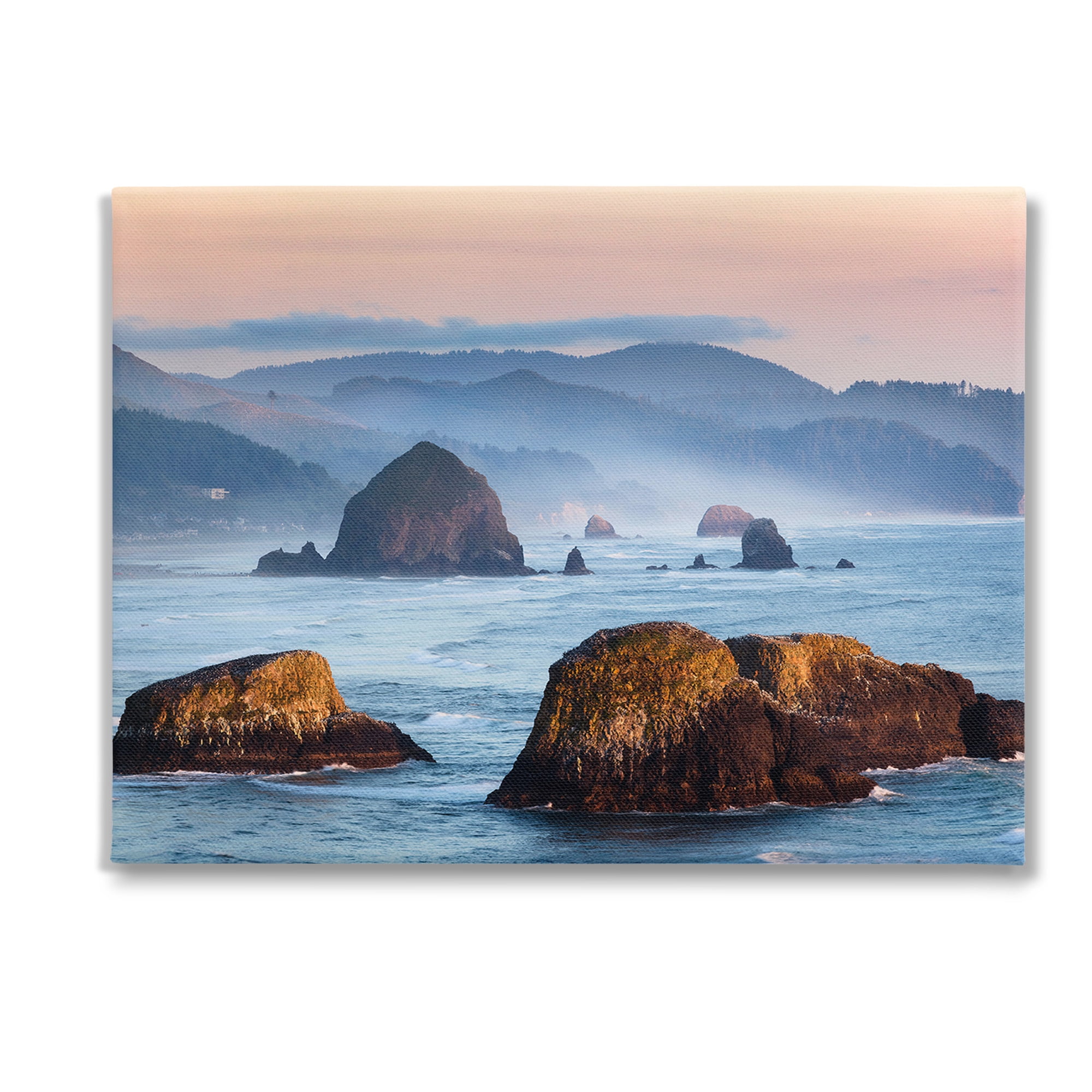 Stupell Industries Ocean Cliffs with Mountains Landscape Photography Gallery Wrapped Canvas Art Print Wall Art, 40 x 30