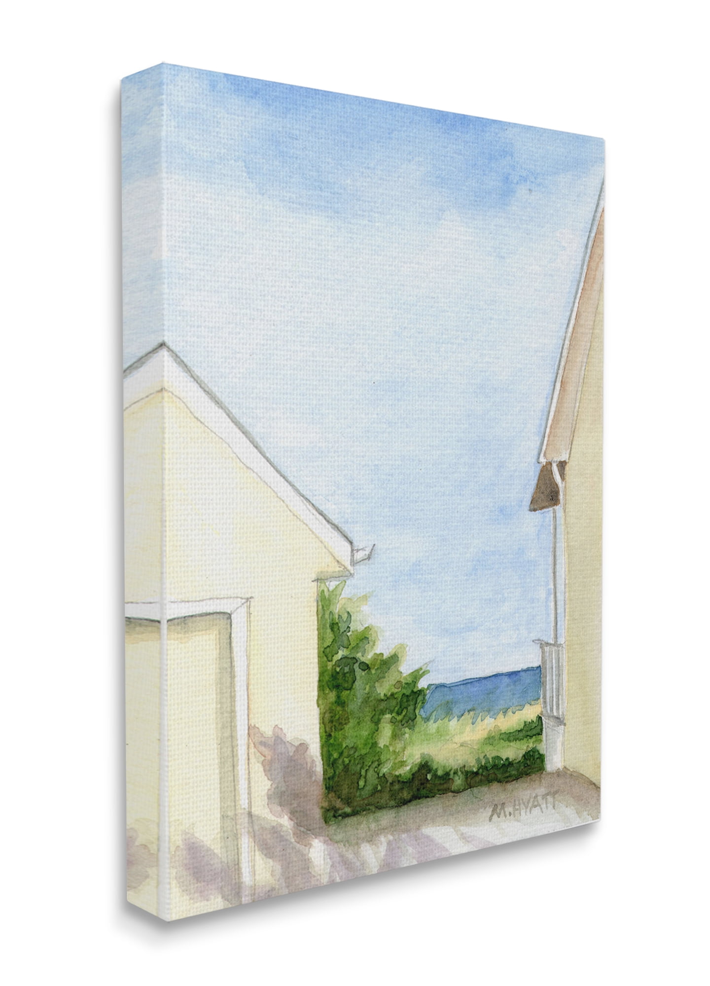 Stupell Industries Ocean Cliffside In-Between Beach Cottage Architecture Canvas Wall Art, 16 x 20, Design by Melissa Hyatt LLC
