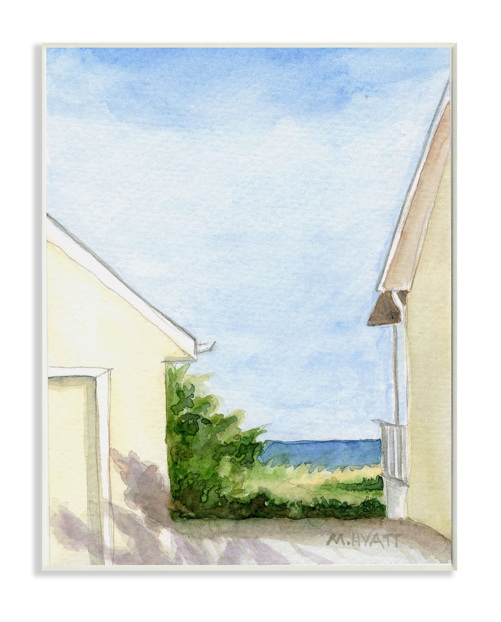 Stupell Industries Ocean Cliffside In-Between Beach Cottage Architecture Wall Plaque, 10 x 15, Design by Melissa Hyatt LLC