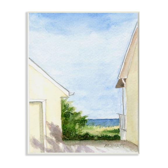 Stupell Industries Ocean Cliffside In-Between Beach Cottage Architecture Wall Plaque, 10 x 15, Design by Melissa Hyatt LLC