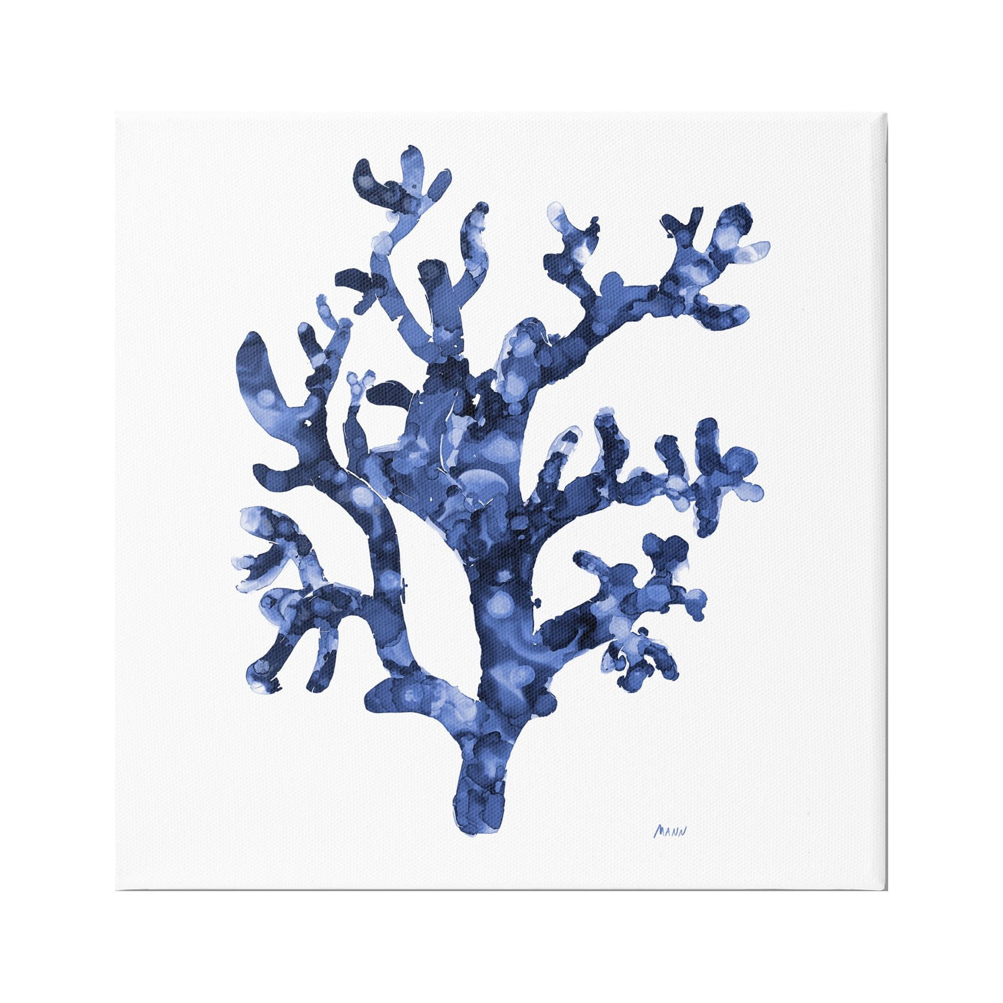 Stupell Industries Ocean Coral Plant Sea Life Blue Pattern Painting Gallery Wrapped Canvas Print Wall Art, Design by Patti Mann