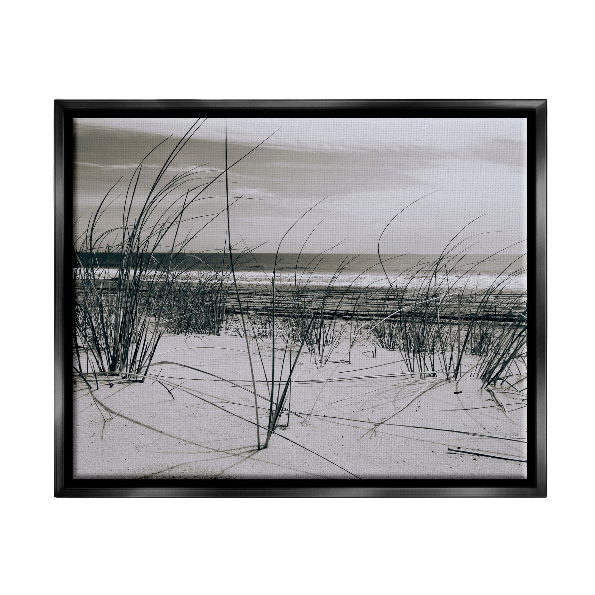 Stupell Industries Ocean Dunes Photography Landscape Photography Black Floater Framed Canvas Art Print Wall Art, 21 x 17