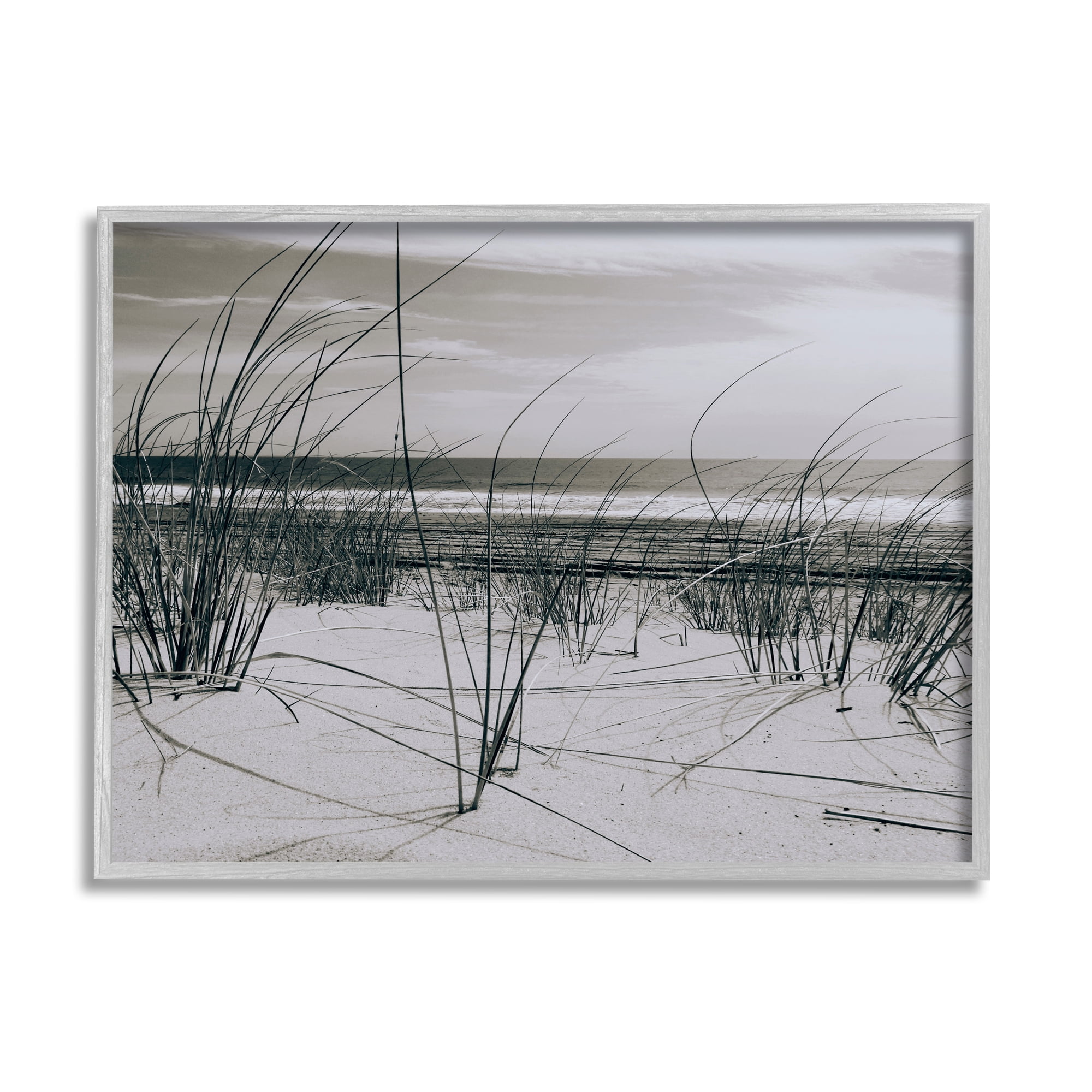 Gray Framed Ocean Dunes Landscape Canvas Print, 14" x 11"