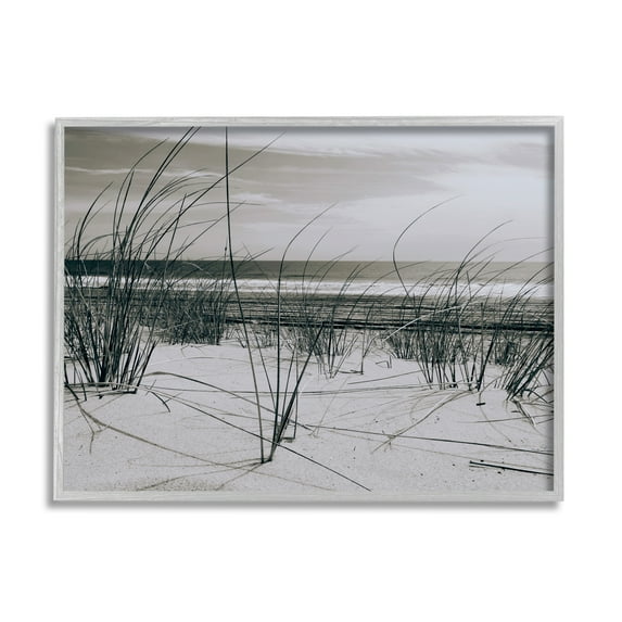 Stupell Industries Ocean Dunes Photography Landscape Photography Gray Framed Art Print Wall Art, 30 x 24
