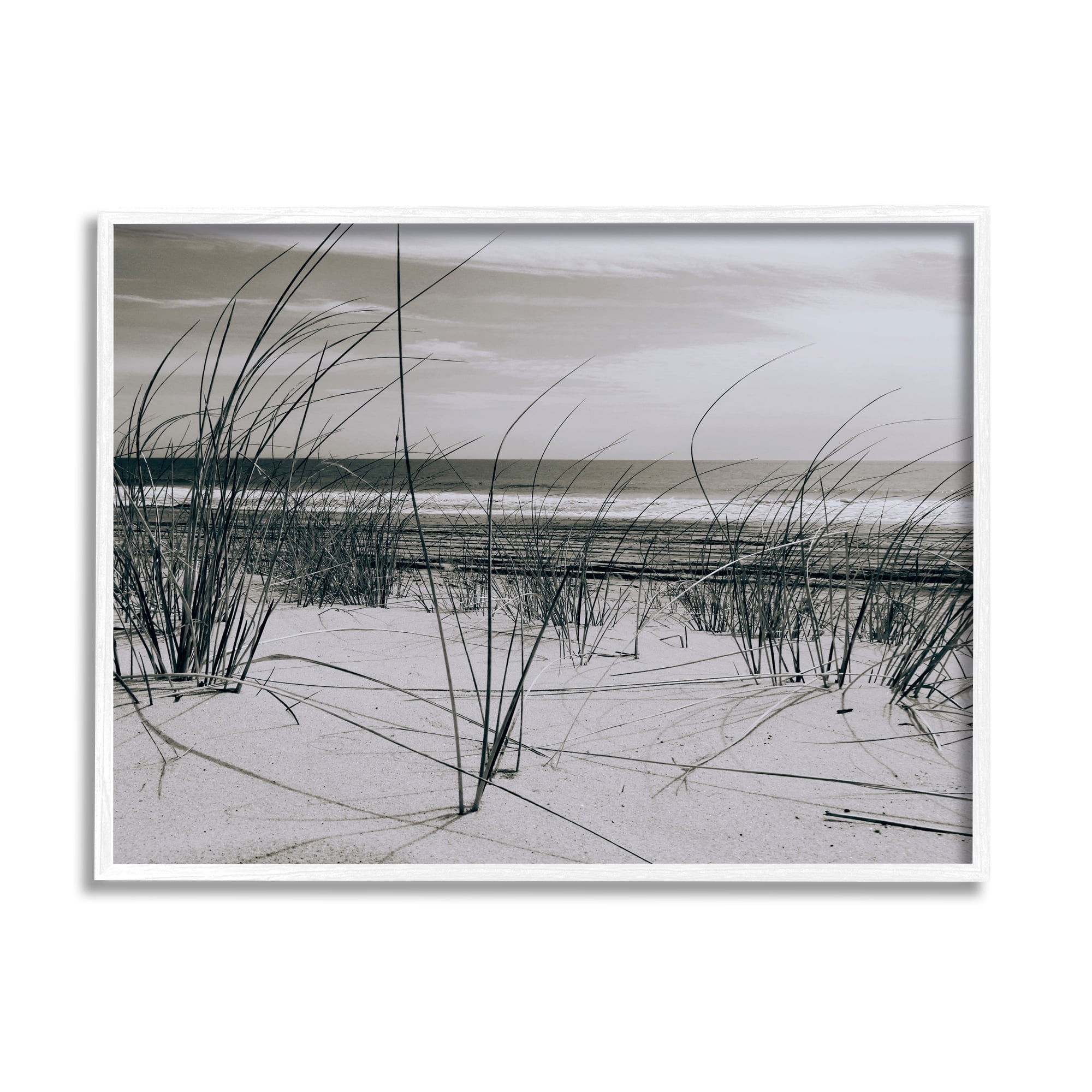 Stupell Industries Ocean Dunes Photography Landscape Photography White Framed Art Print Wall Art, 20 x 16