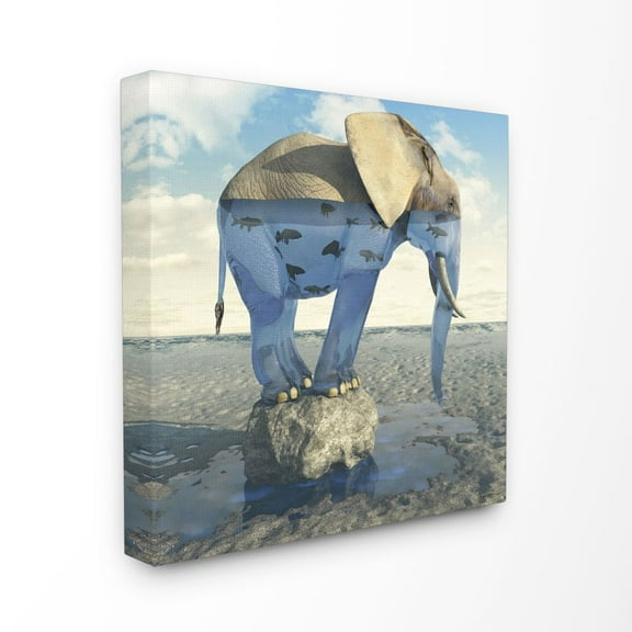 Stupell Industries Ocean Elephant Abstract Animal Design Canvas Wall Art by Cynthia Decker