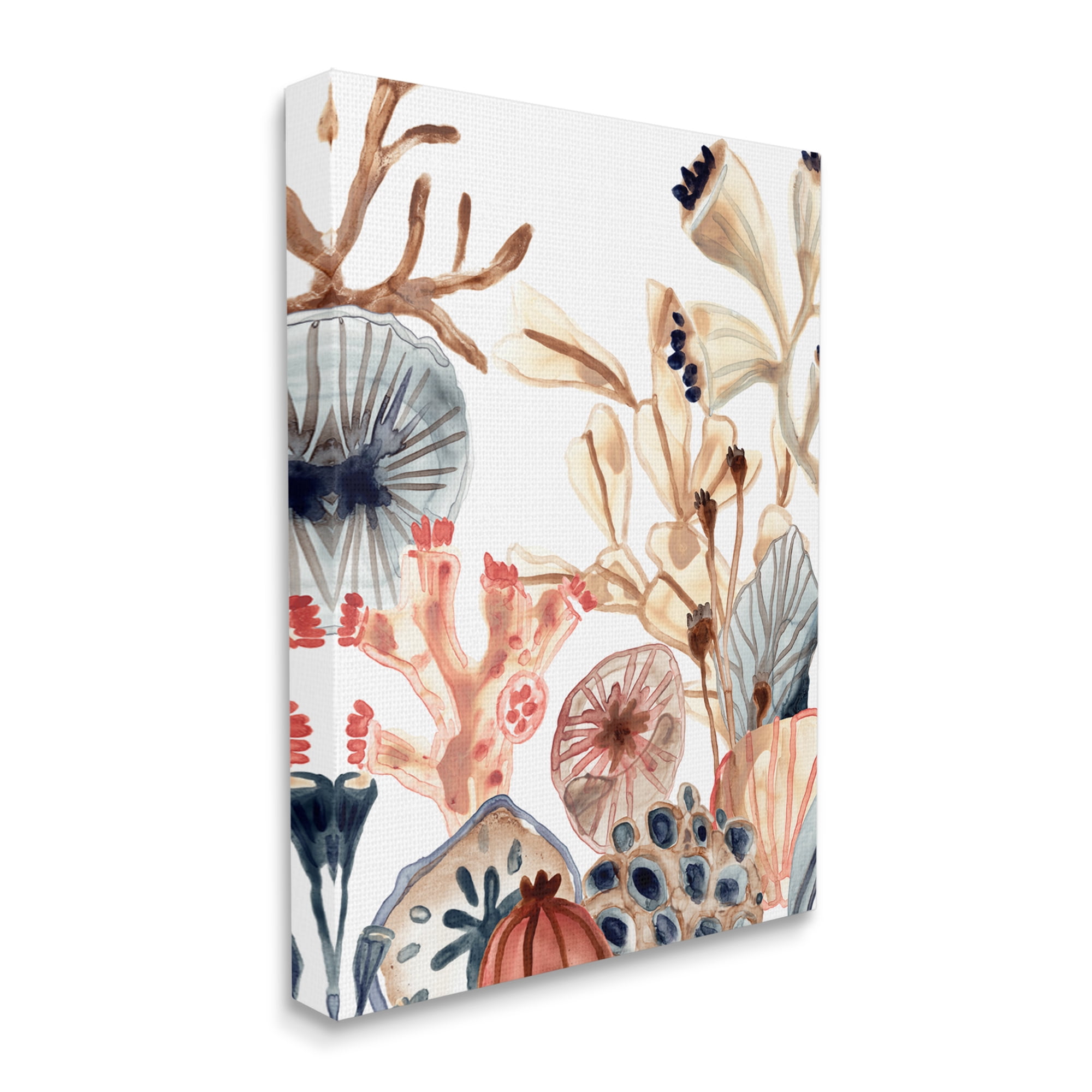 Stupell Industries Ocean Floor Aquatic Life Sand Dollars Kelp Coral Nature Painting Gallery Wrapped Canvas Print Wall Art, 36 x 48