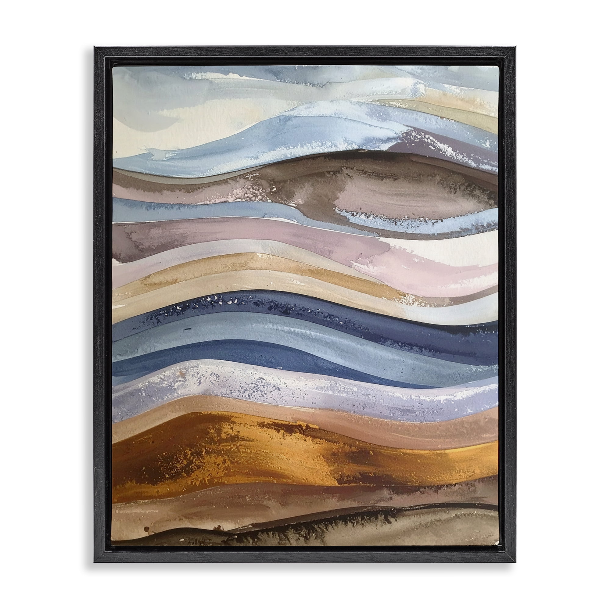 Stupell Industries Ocean Flow Layers Black Framed Floater Canvas Wall Art, design by Alonza Saunders