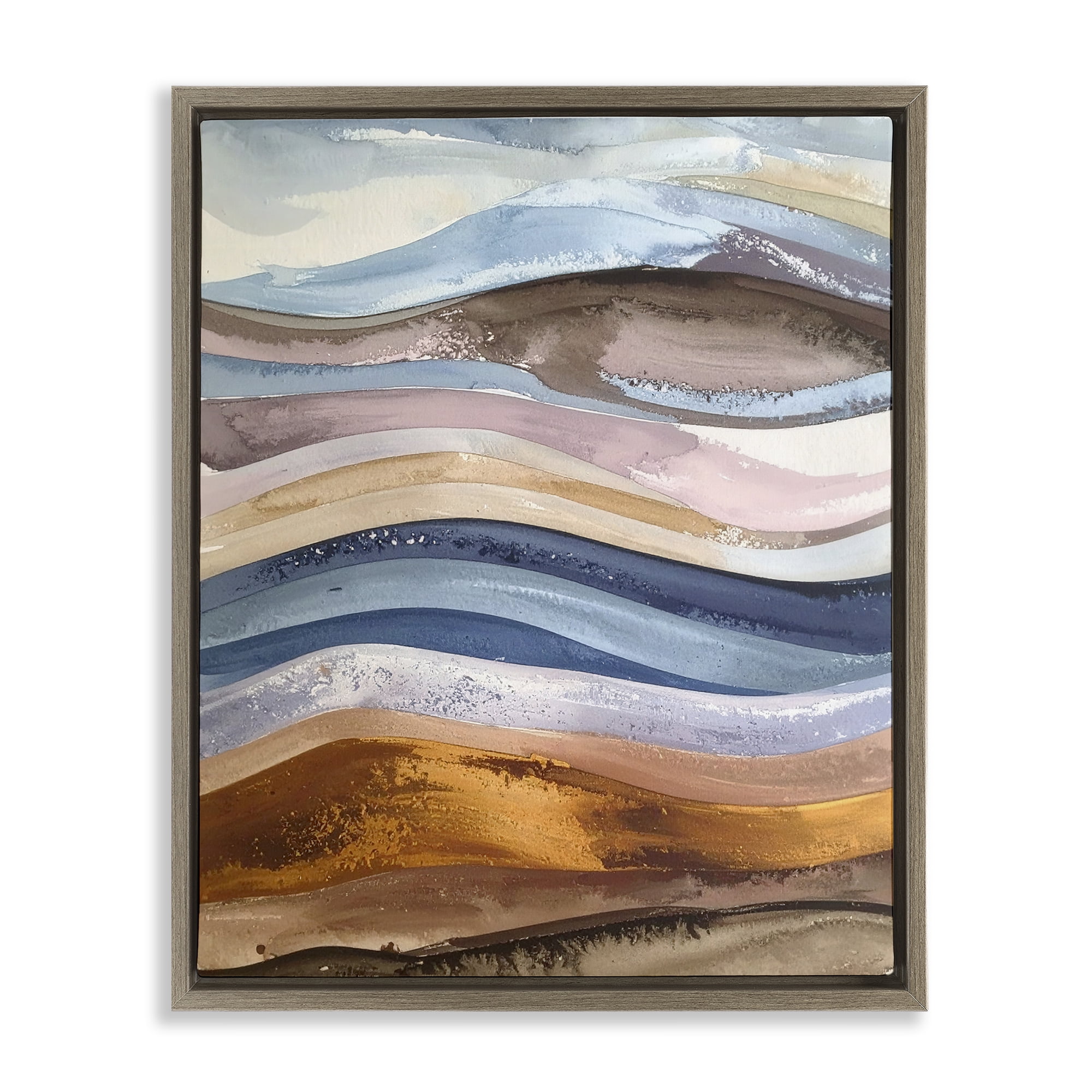 Stupell Industries Ocean Flow Layers Brown Framed Floater Canvas Wall Art, design by Alonza Saunders