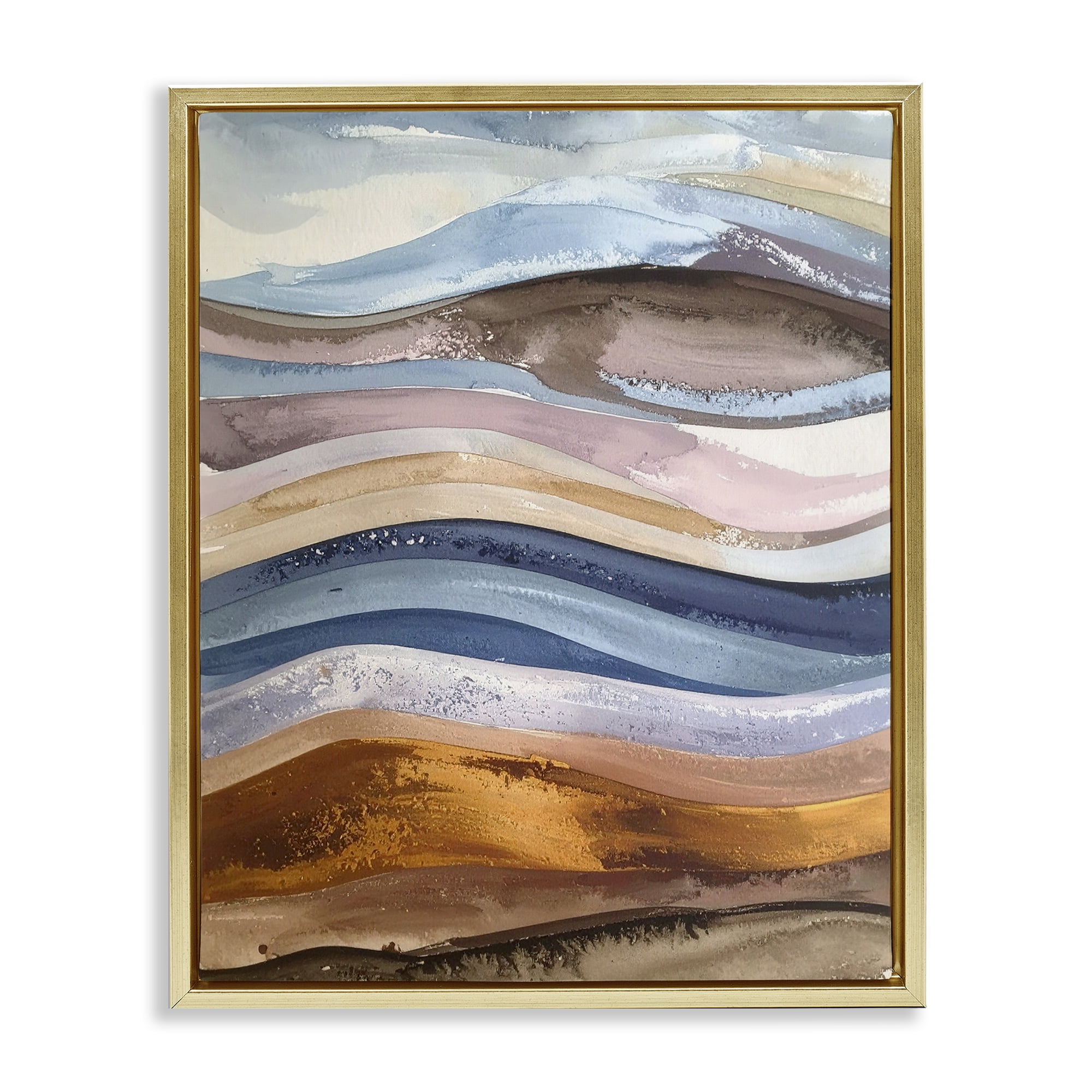Stupell Industries Ocean Flow Layers Gold Framed Floater Canvas Wall Art, design by Alonza Saunders