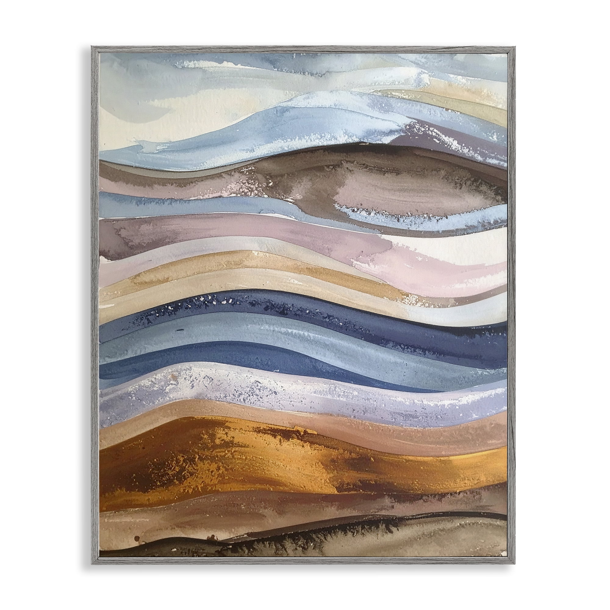 Stupell Industries Ocean Flow Layers Gray Framed Giclee Art, design by Alonza Saunders