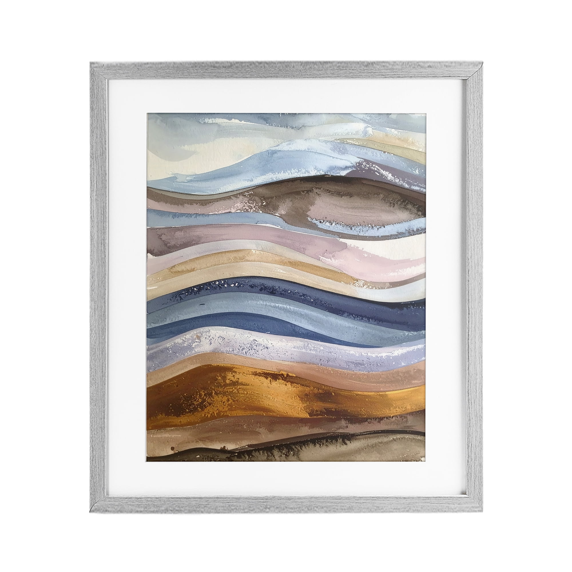 Stupell Industries Ocean Flow Layers Gray Framed Print Under Glass, design by Alonza Saunders