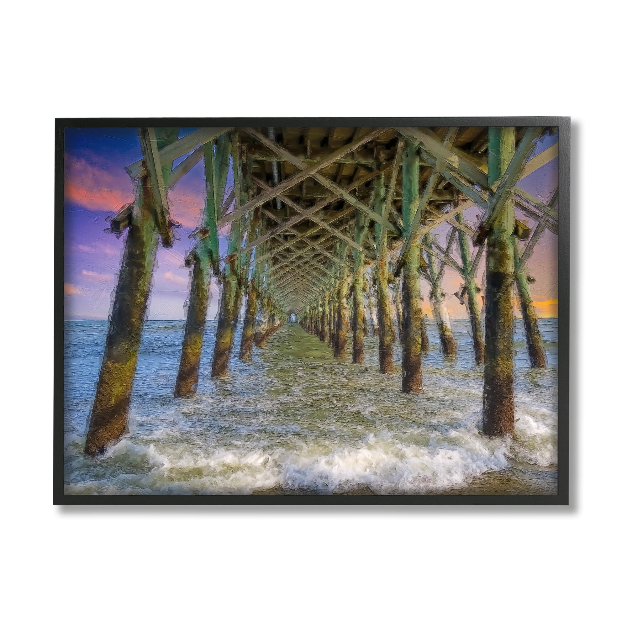 Stupell Industries Ocean Foam Underneath Boardwalk Bridge Dock Sunset Framed Wall Art, 14 x 11, Design by Daniel Sproul