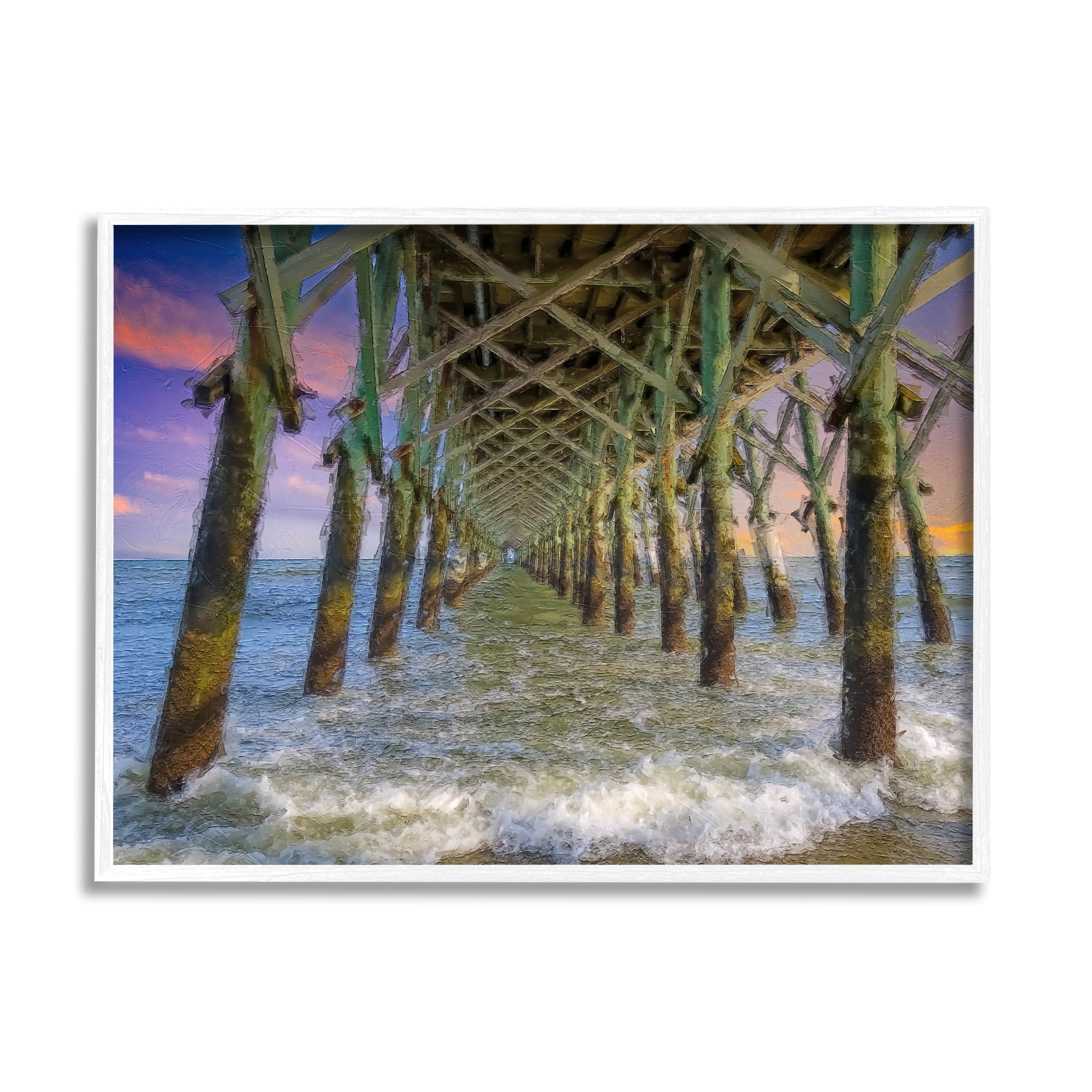 Stupell Industries Ocean Foam Underneath Boardwalk Bridge Dock Sunset Framed Wall Art, 20 x 16, Design by Daniel Sproul