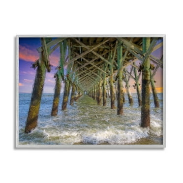 Stupell Industries Ocean Foam Underneath Boardwalk Bridge Dock Sunset Framed Wall Art, 30 x 24, Design by Daniel Sproul