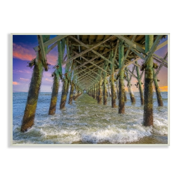 Stupell Industries Ocean Foam Underneath Boardwalk Bridge Dock Sunset Wood Wall Art, 15 x 10, Design by Daniel Sproul