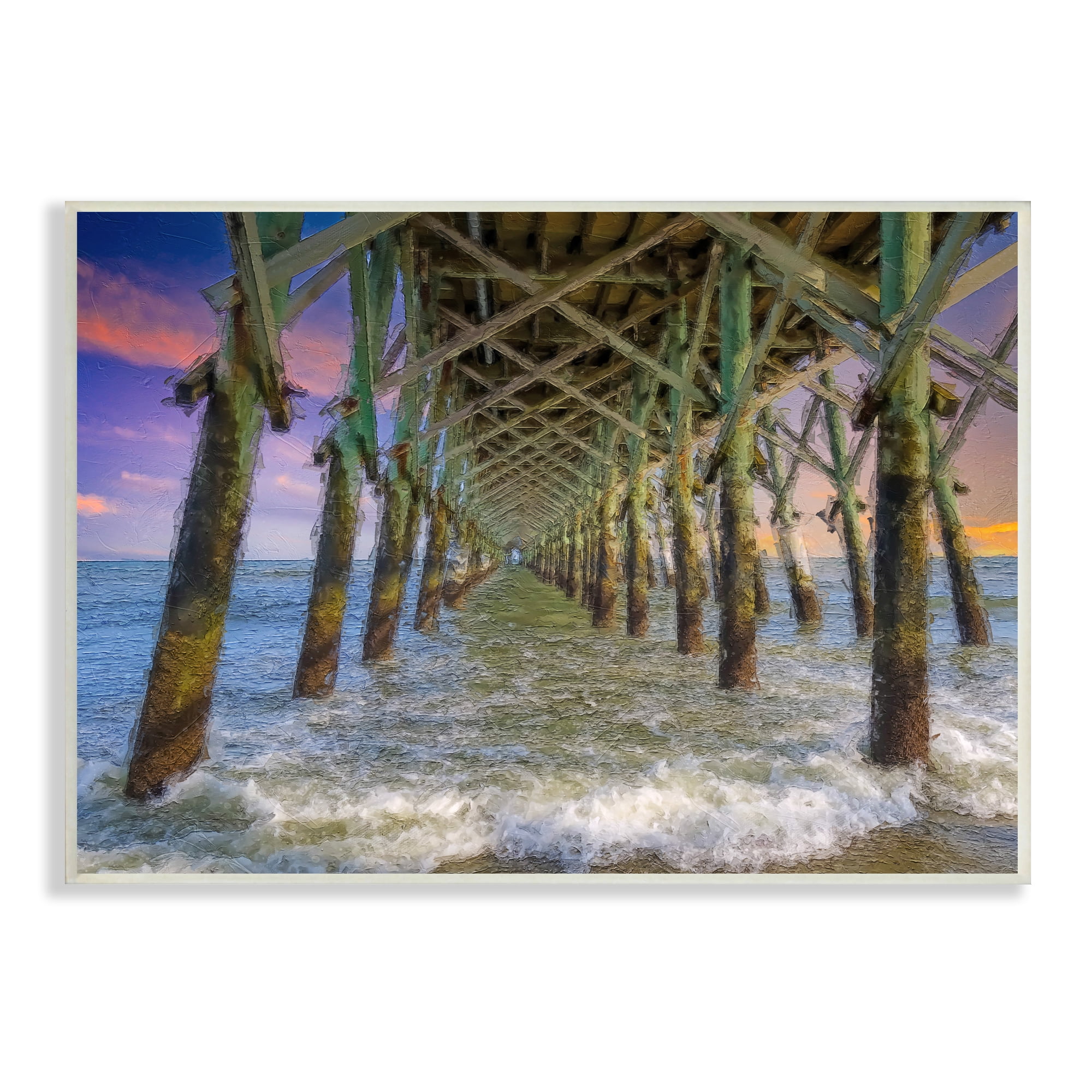 Stupell Industries Ocean Foam Underneath Boardwalk Bridge Dock Sunset Wood Wall Art, 19 x 13, Design by Daniel Sproul